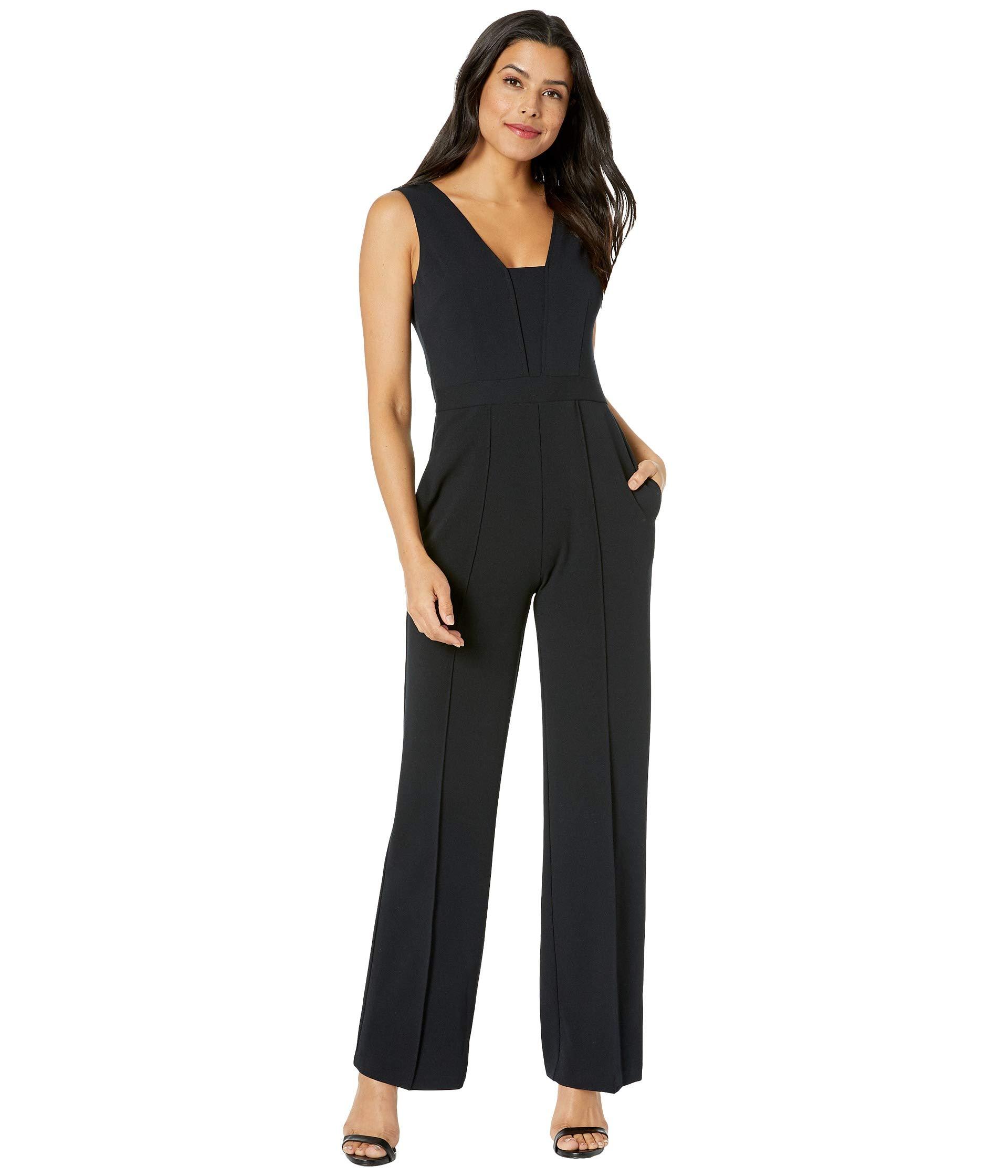 Donna Morgan Synthetic Sleeveless Wide Leg Crepe Jumpsuit in Navy (Blue ...