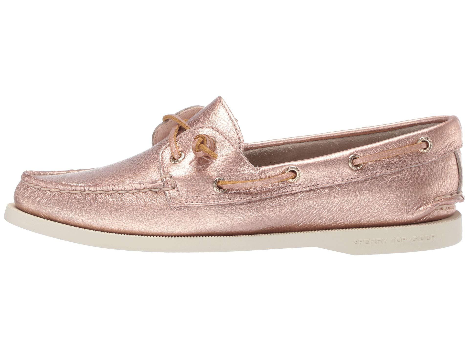 rose gold metallic sperry