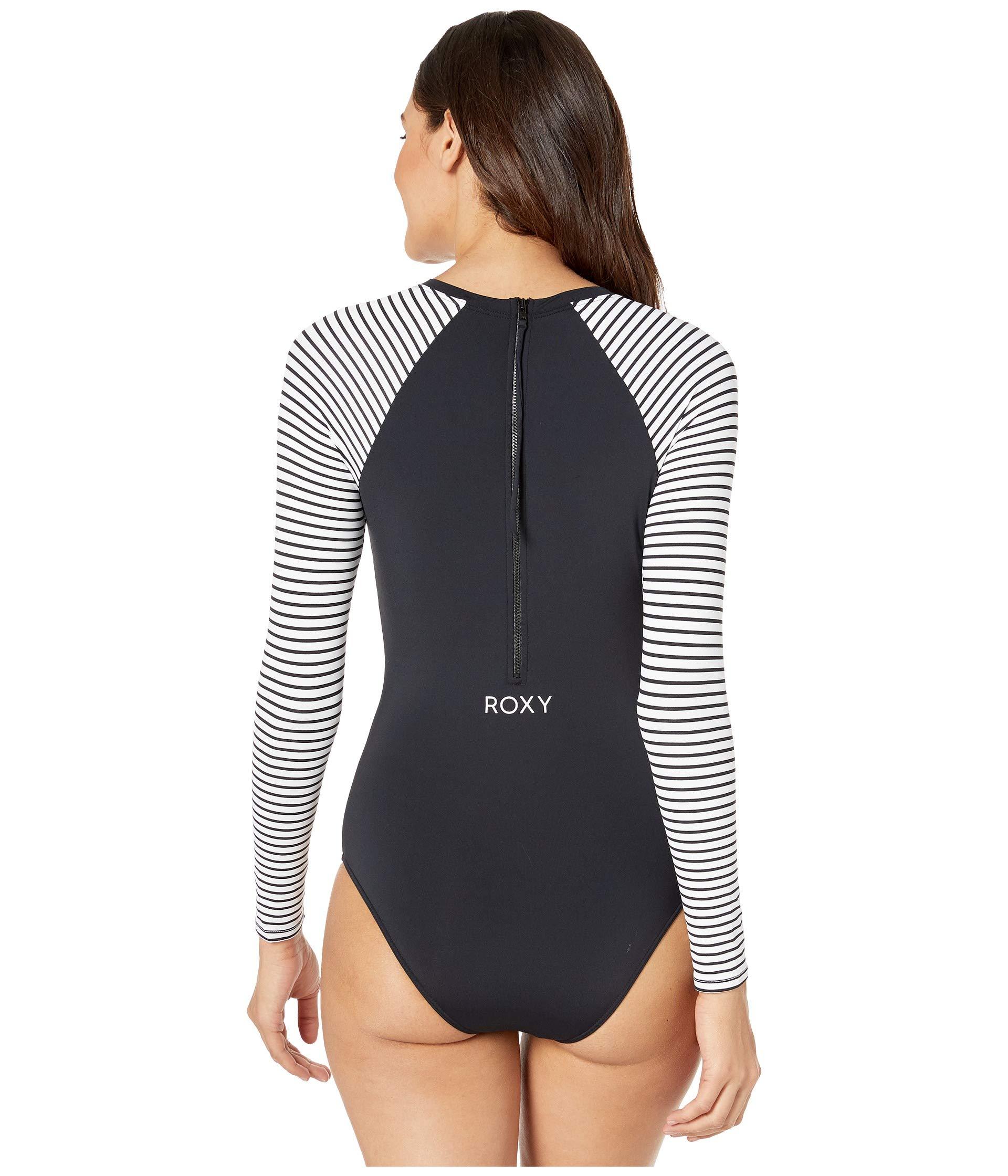 Roxy Synthetic Long Sleeve Back Zip Onepiece Rashguard in Gray Lyst