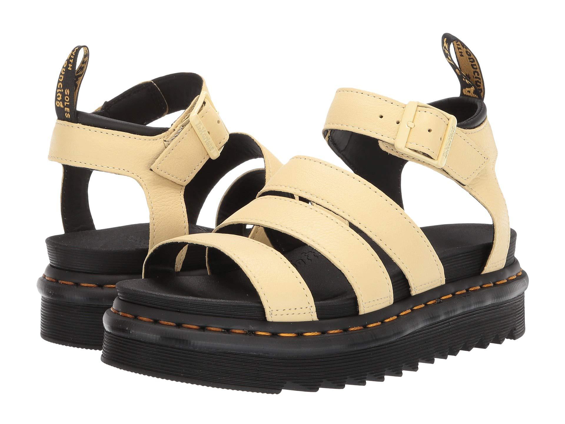 Dr. Martens Leather Blair Yellow Sandals | Lyst