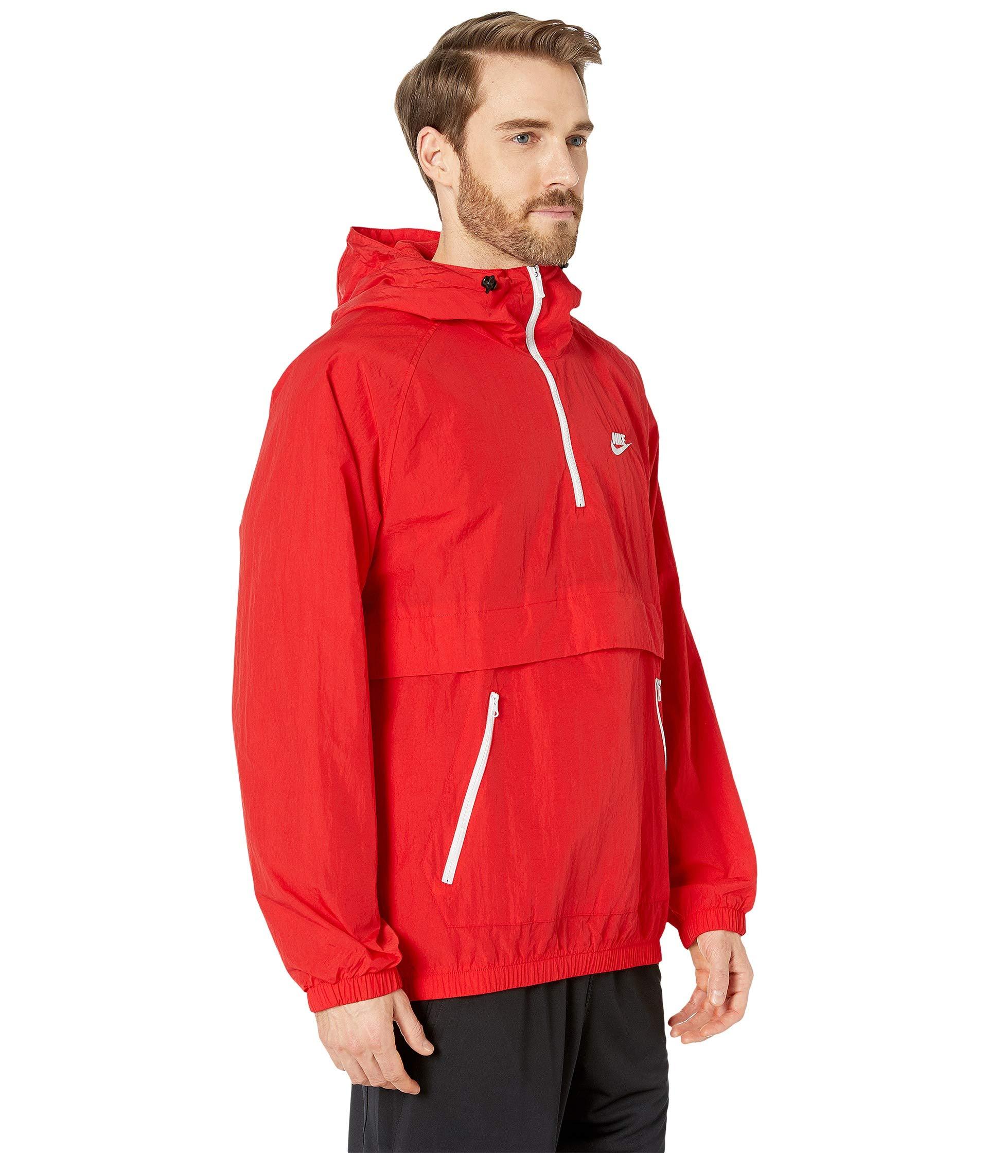 Nike Synthetic Nsw Hooded Woven Anorak Jacket (university Red 
