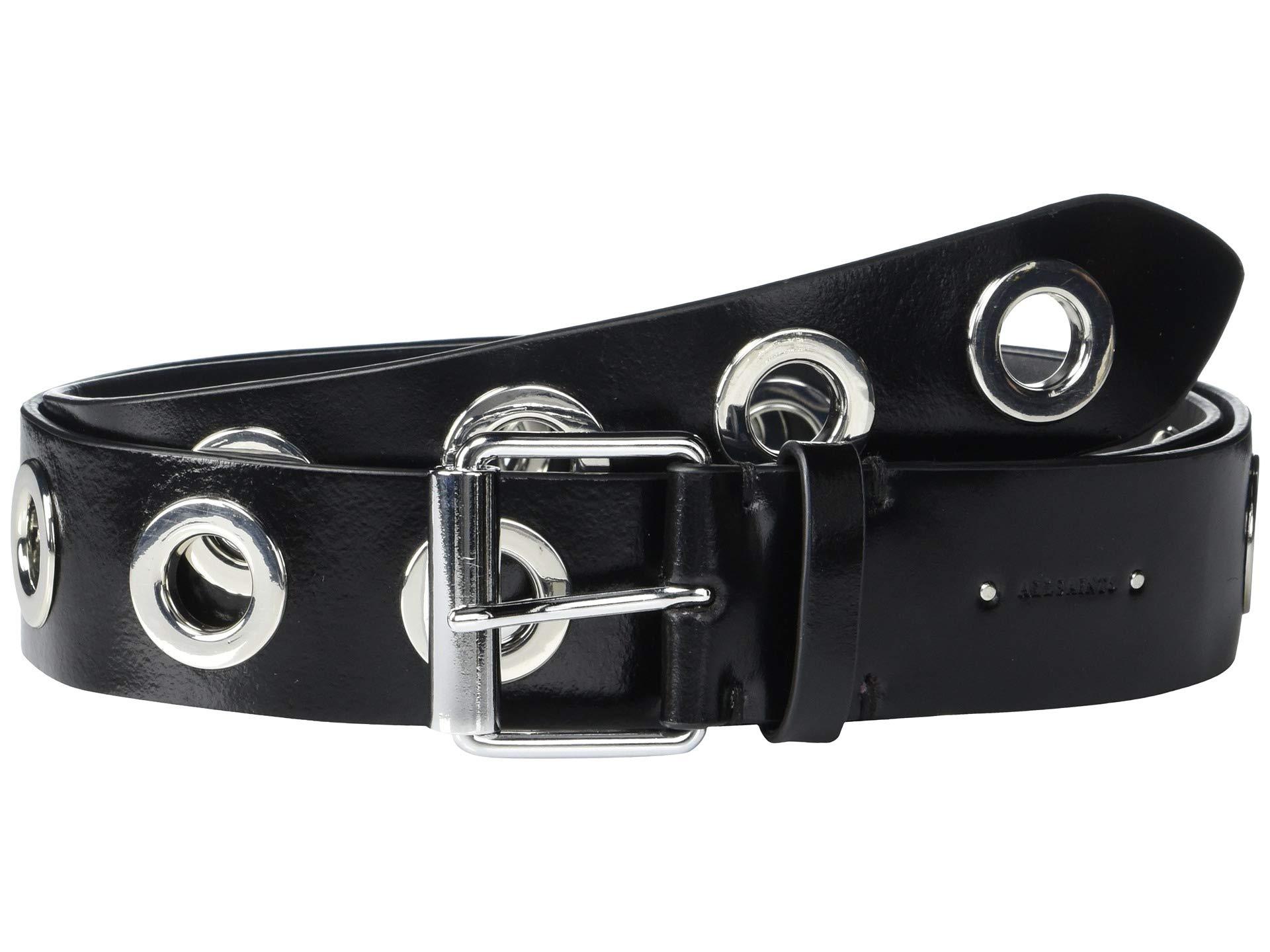 AllSaints Leather 42mm Large Grommet Belt in Black - Lyst