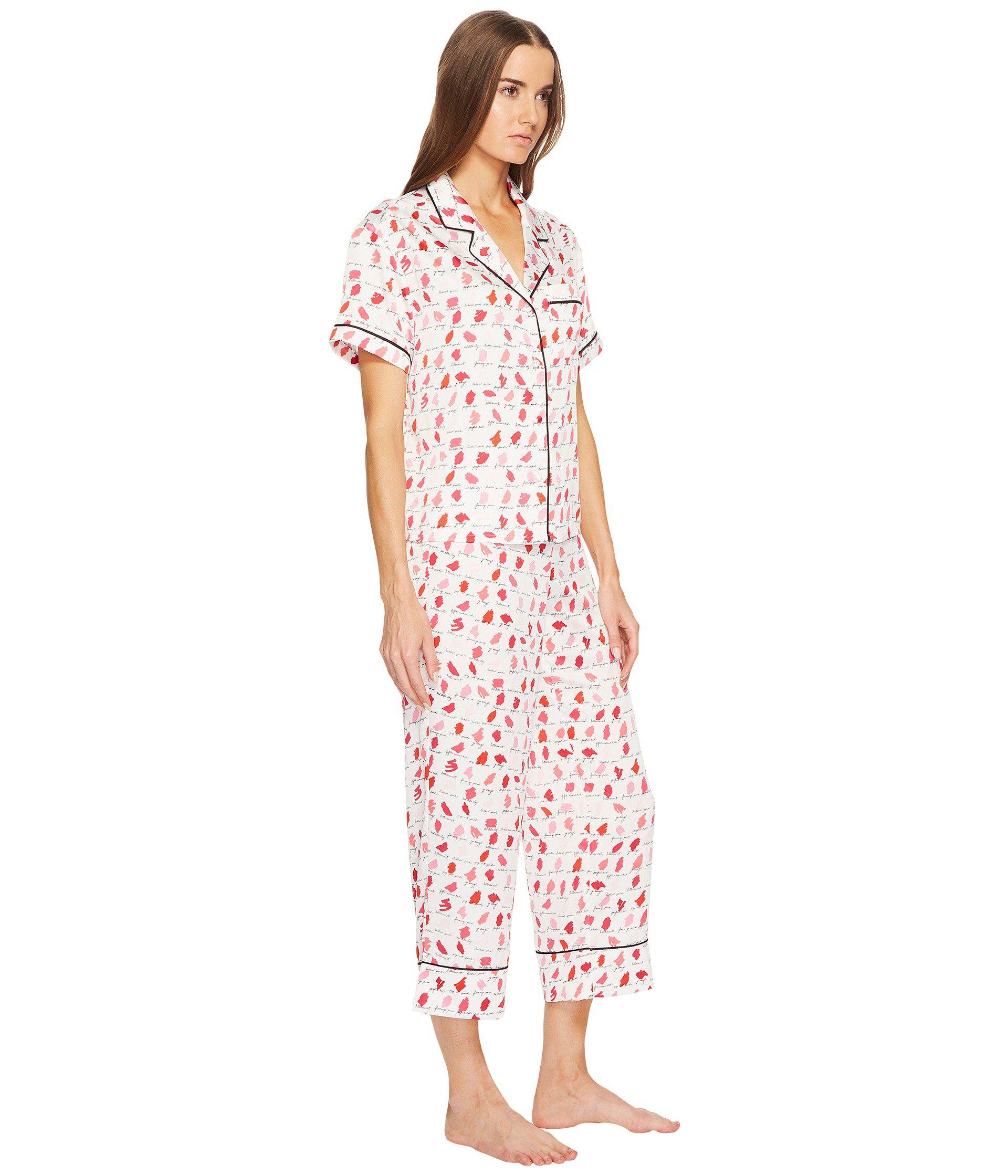 Kate Spade Lipstick Cropped Pajama Set in Pink | Lyst