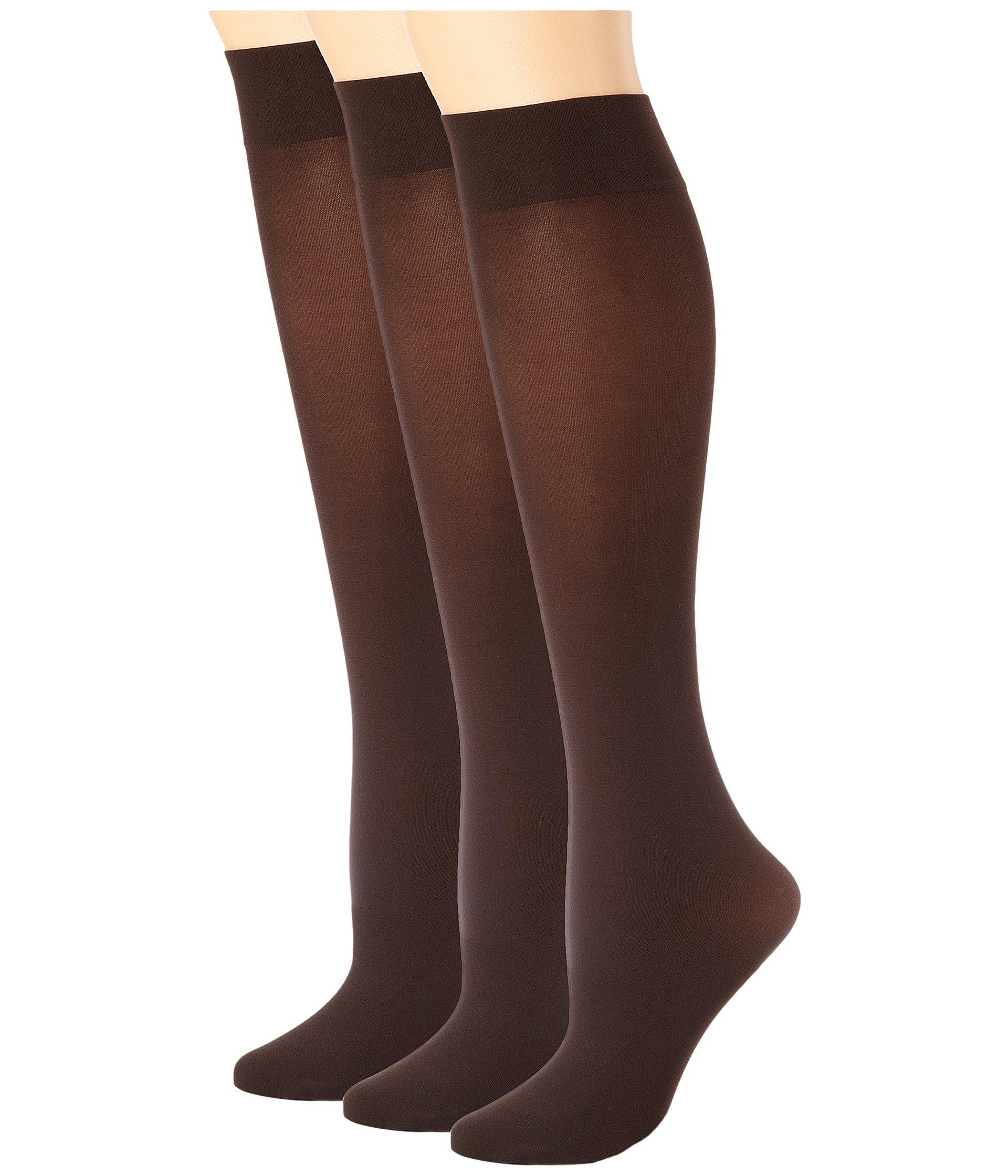 Hue Soft Opaque Knee High 3pack (espresso) Women's Knee High Socks