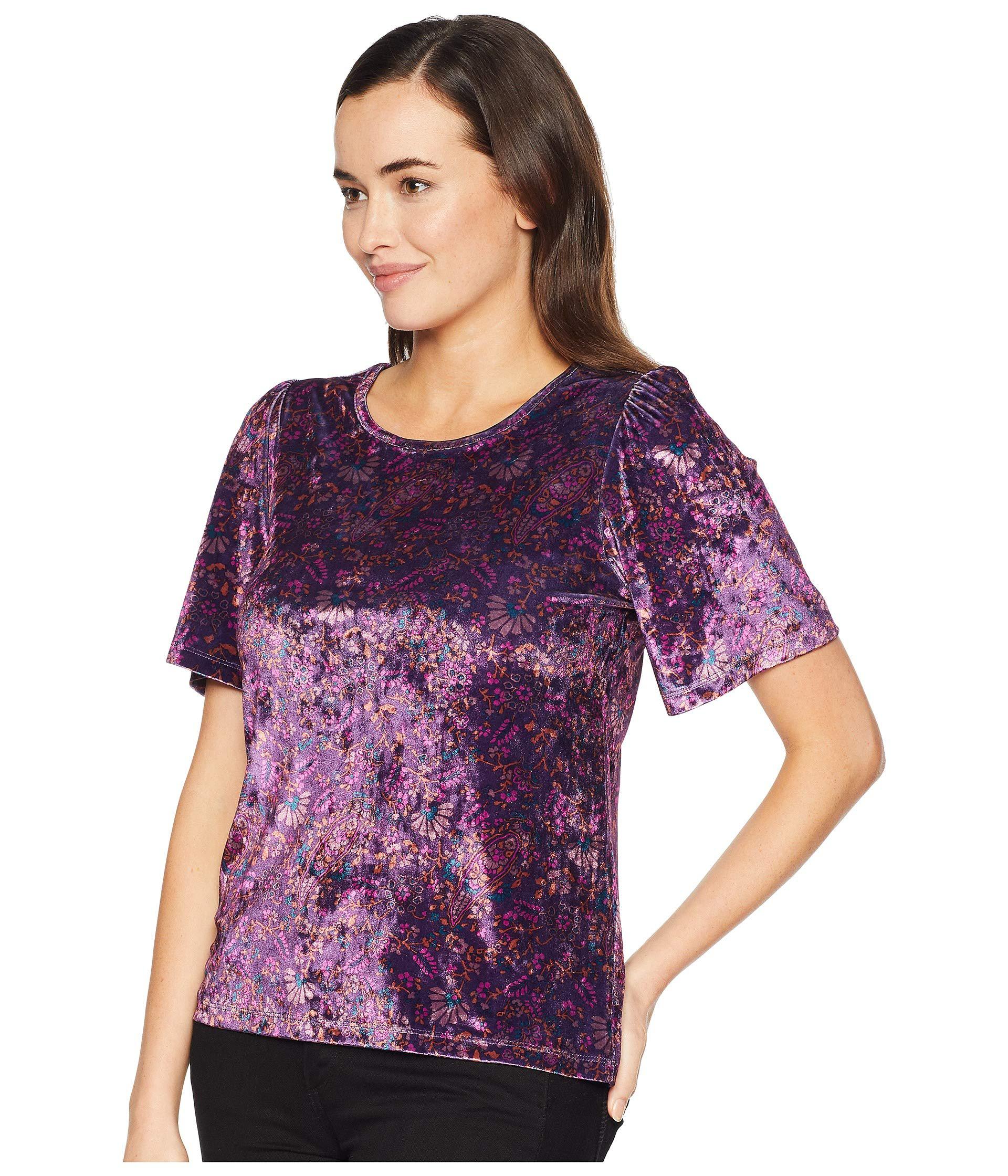 Lucky Brand Printed Velvet Top (berry Multi) Clothing in ...
