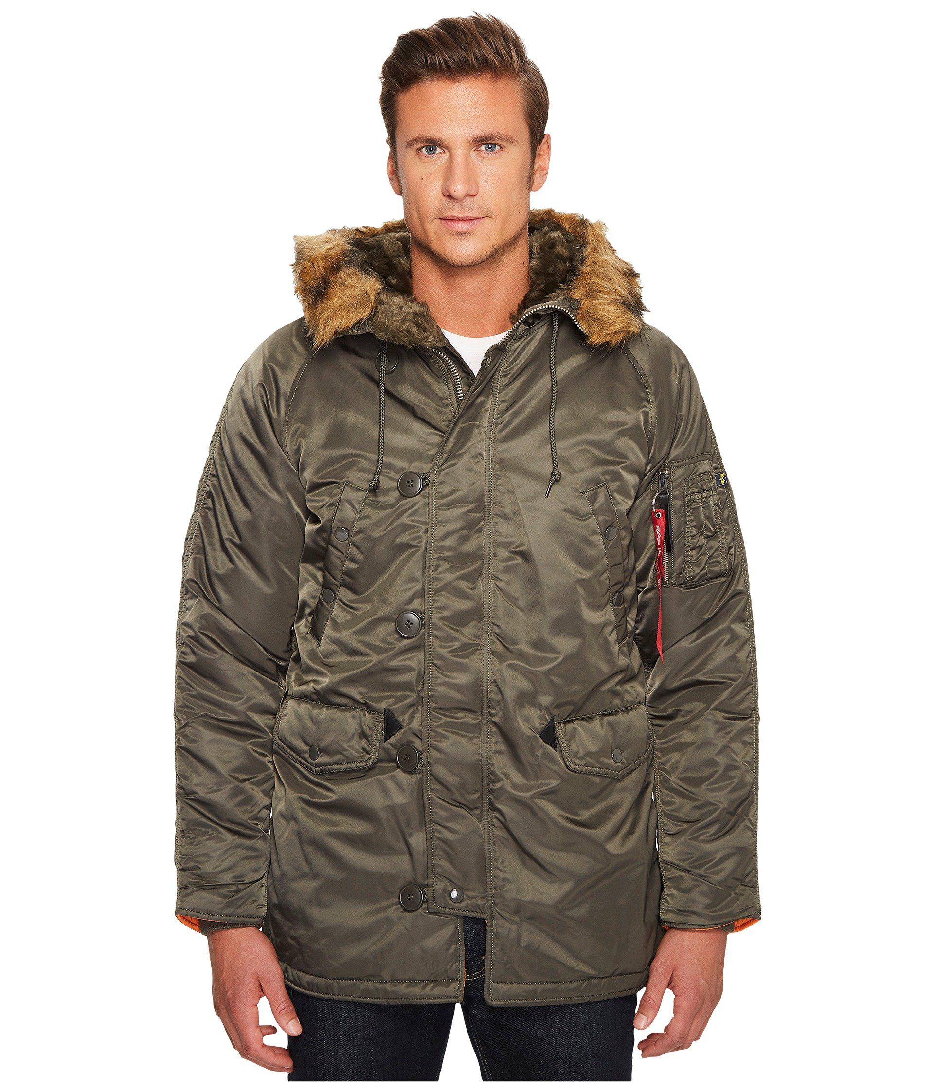 Alpha Industries Synthetic N 3b Slim Fit Coat Replica Grey Men S Coat For Men Lyst