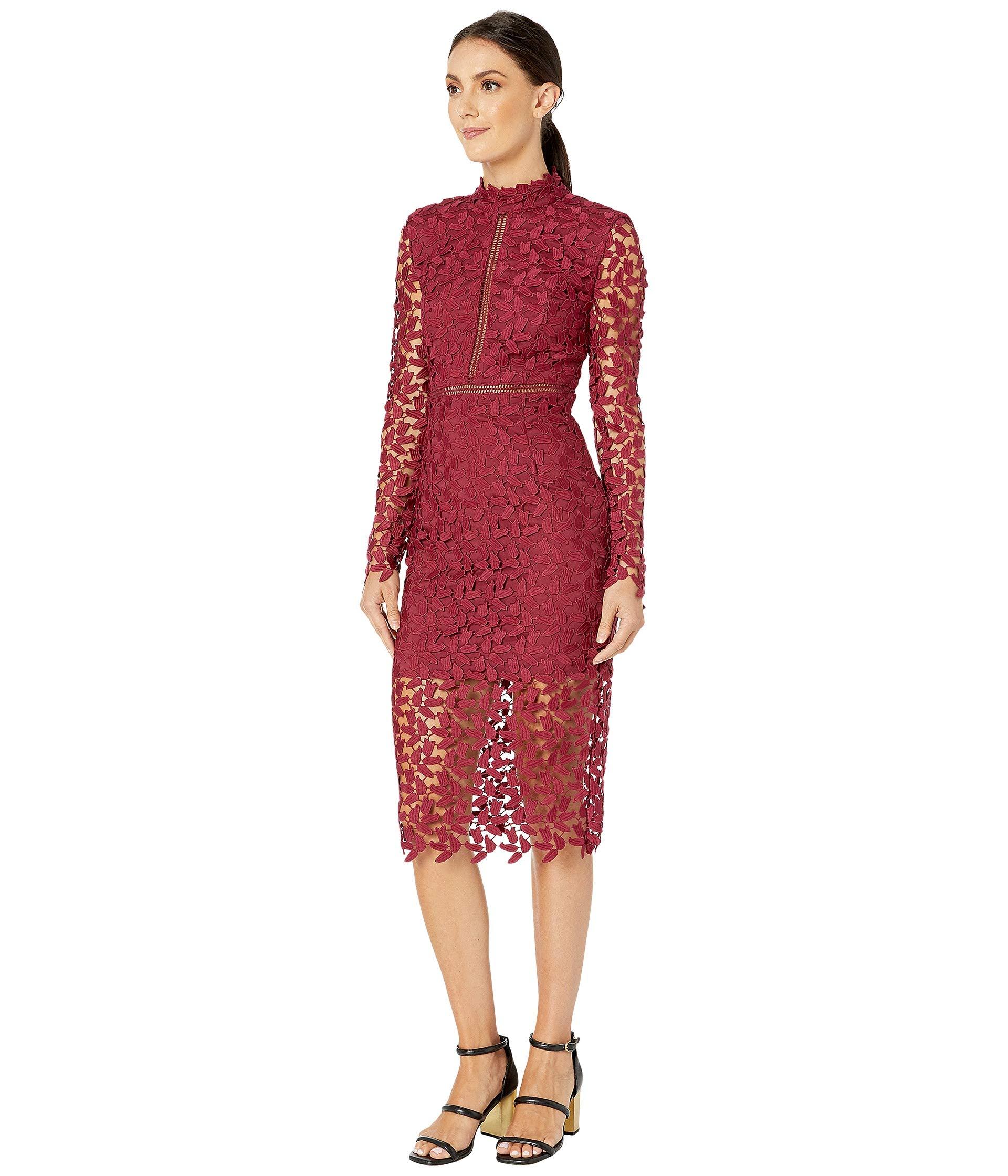 Bardot Alberta Lace Dress in Burgundy 