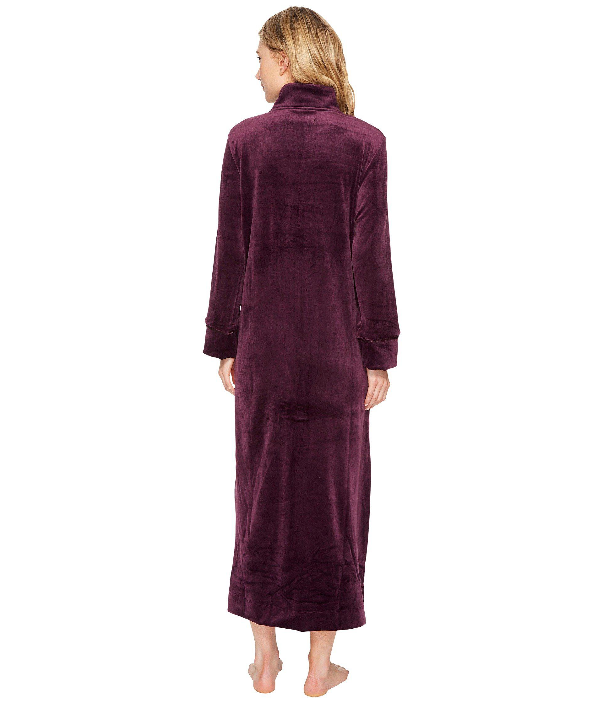 Carole Hochman Velvet Long Zip Robe in Purple Lyst