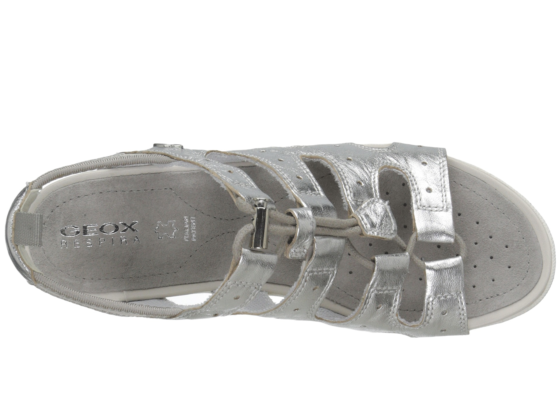 Geox Leather D Sandal Vega in Silver (Metallic) - Save 48% | Lyst