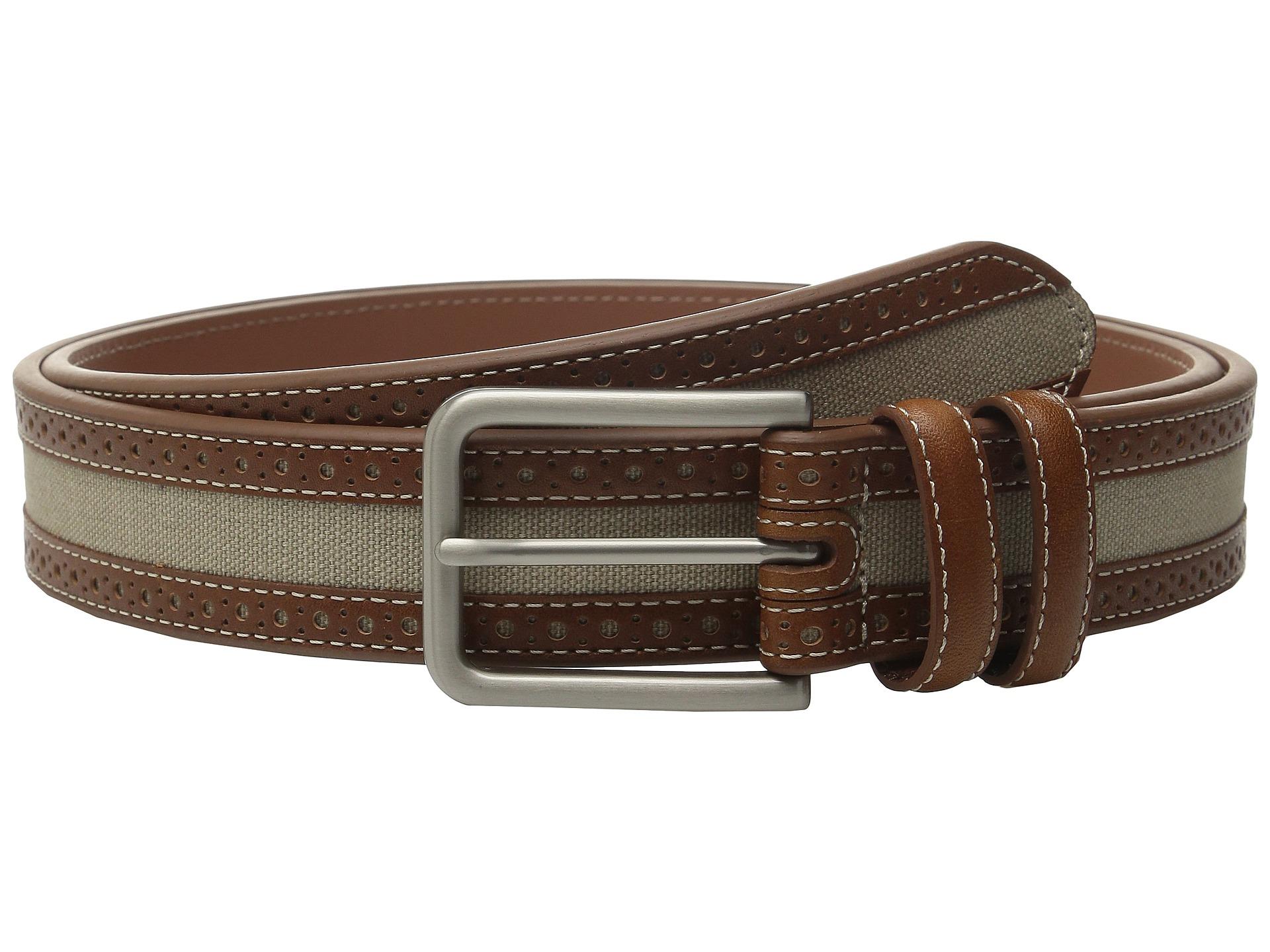 Johnston & murphy Perfed Linen Belt in Brown for Men Lyst