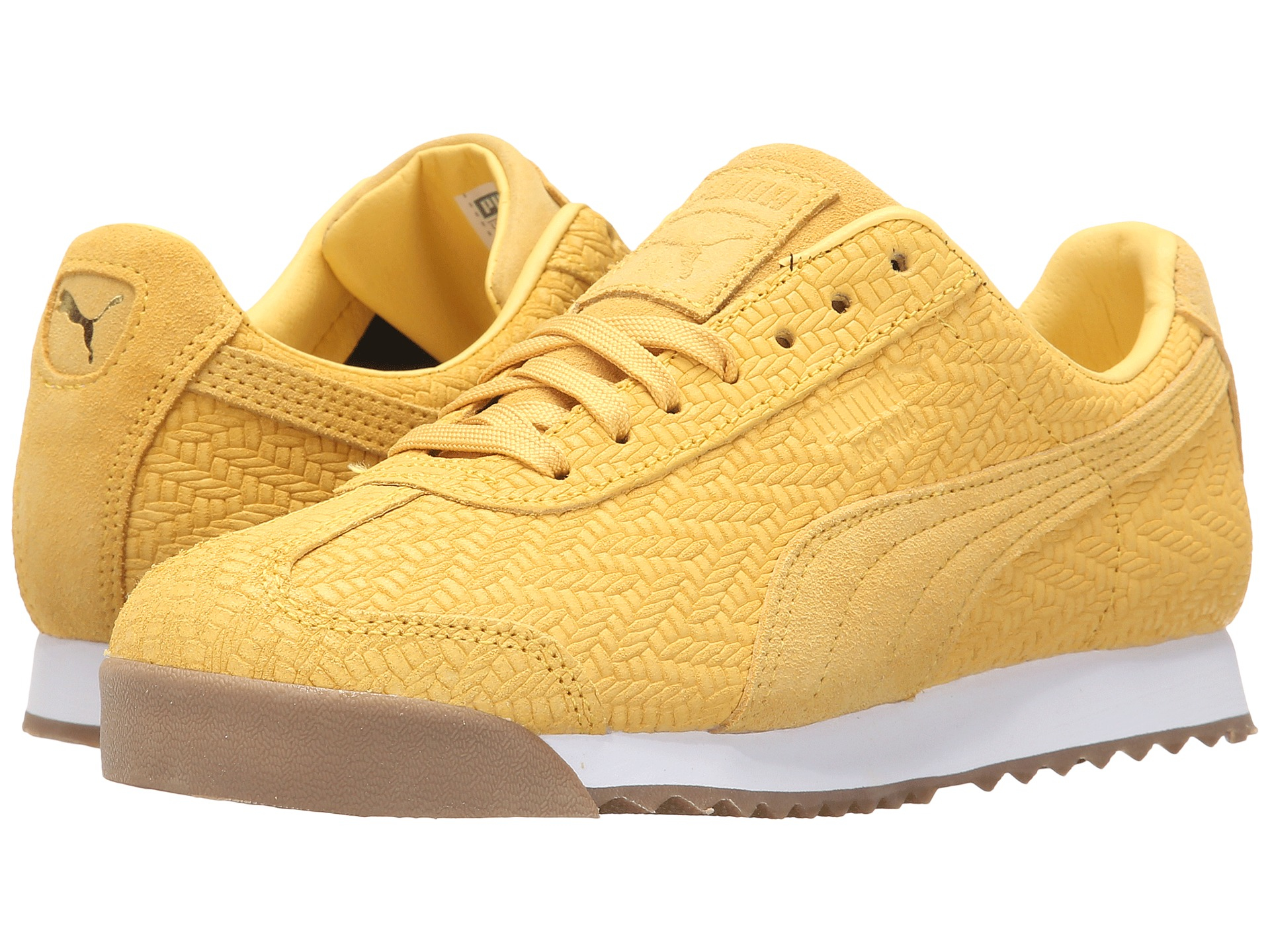 PUMA Leather Roma Emboss Zig Zag in Yellow - Lyst