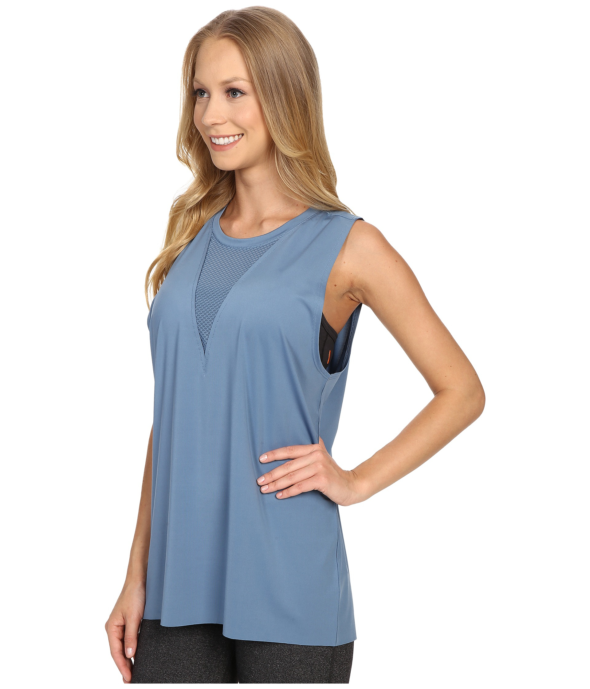 Download Onzie Synthetic Triangle Mesh Tank Top in Blue - Lyst