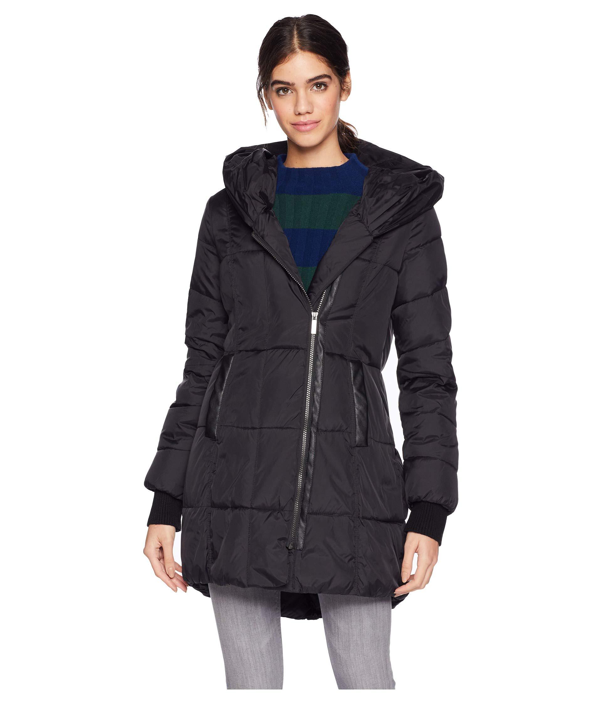 French Connection Womens 3/4 Faux Fur Collar Puffer