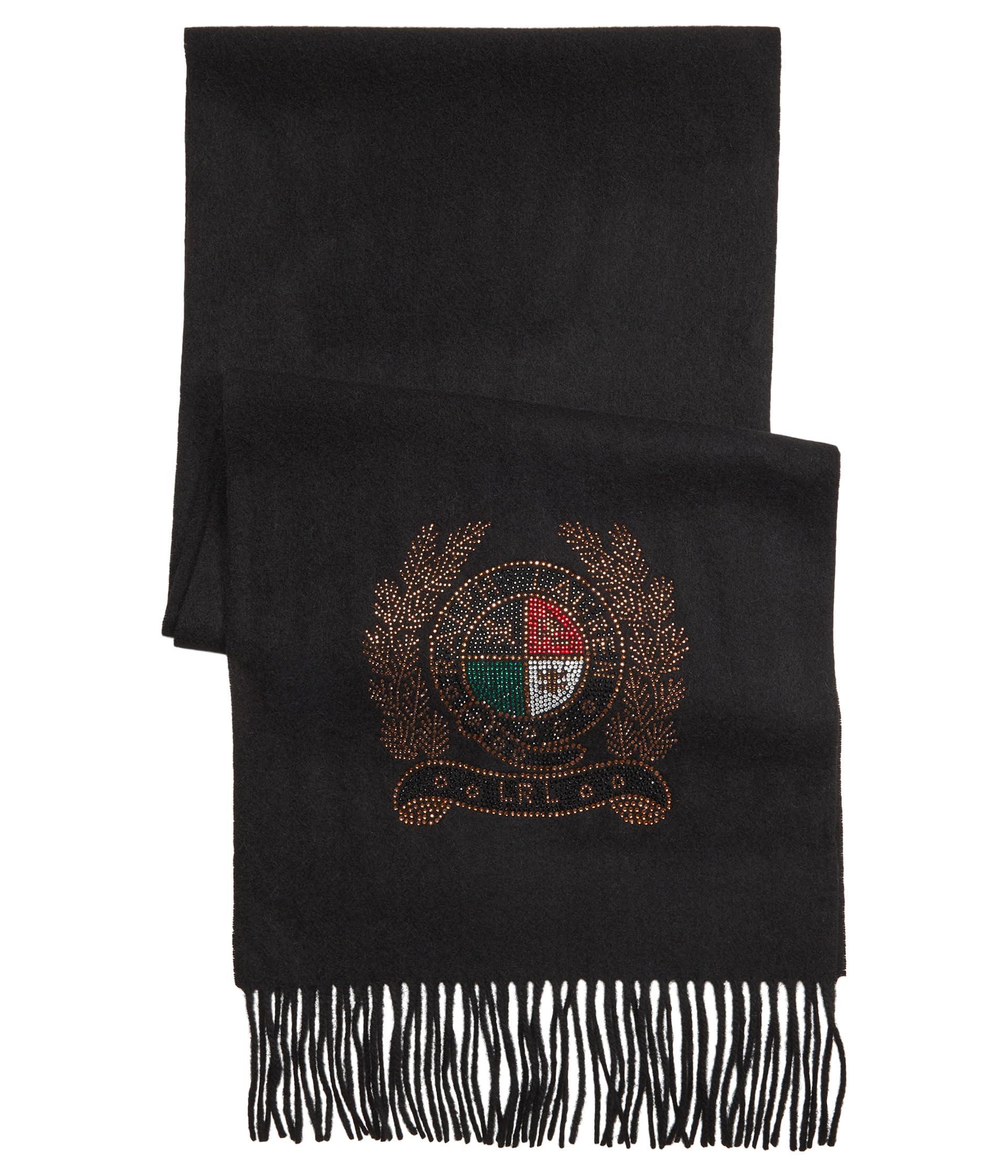 Lauren by Ralph Lauren Crystal Crest Woven Scarf in Black Lyst