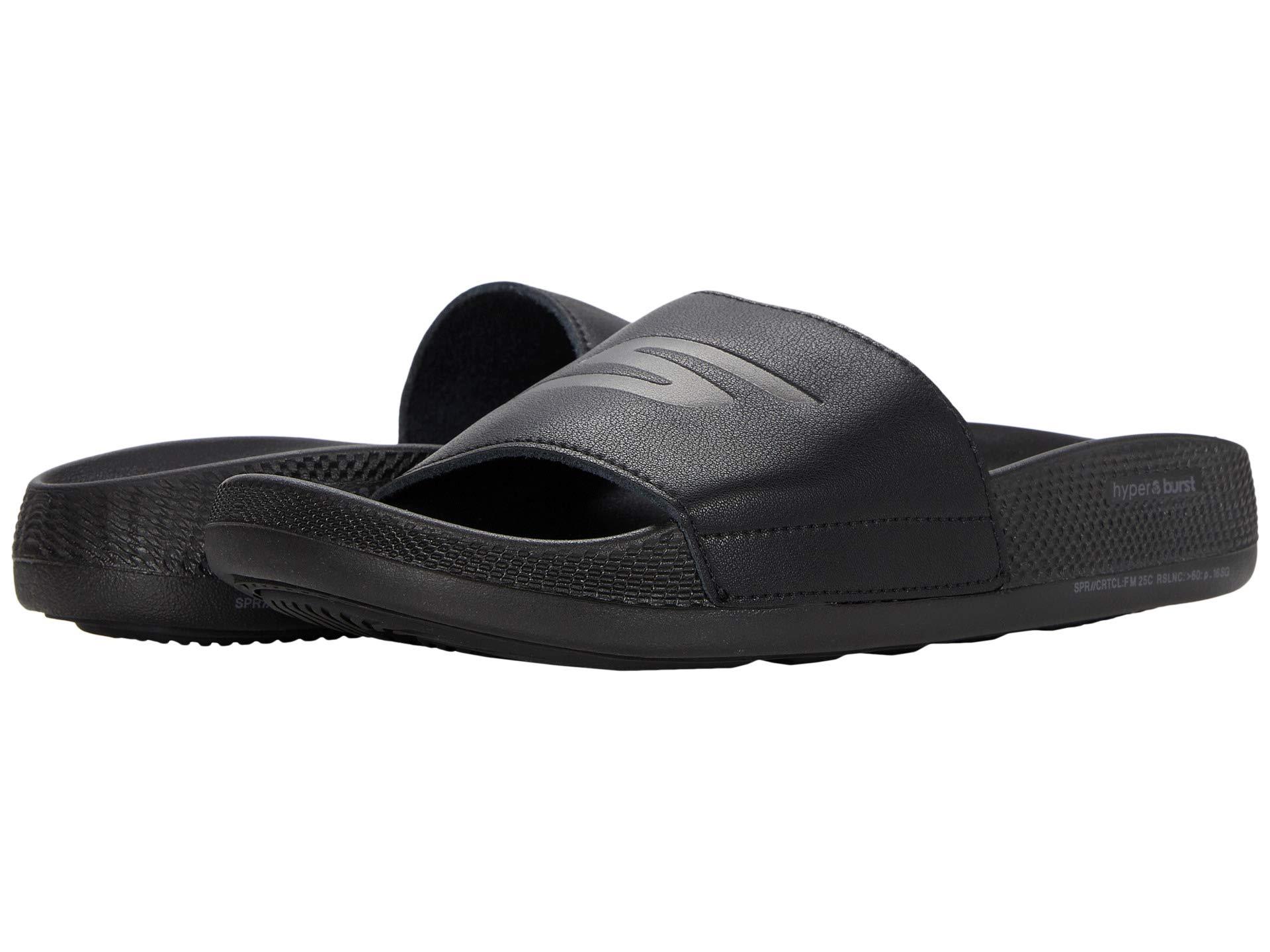 Skechers Leather Go Hyper Slide in Black - Lyst