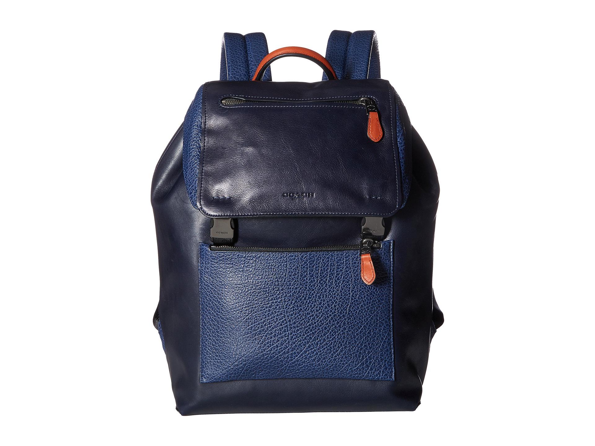 COACH Leather Manhattan Backpack in Blue for Men - Lyst
