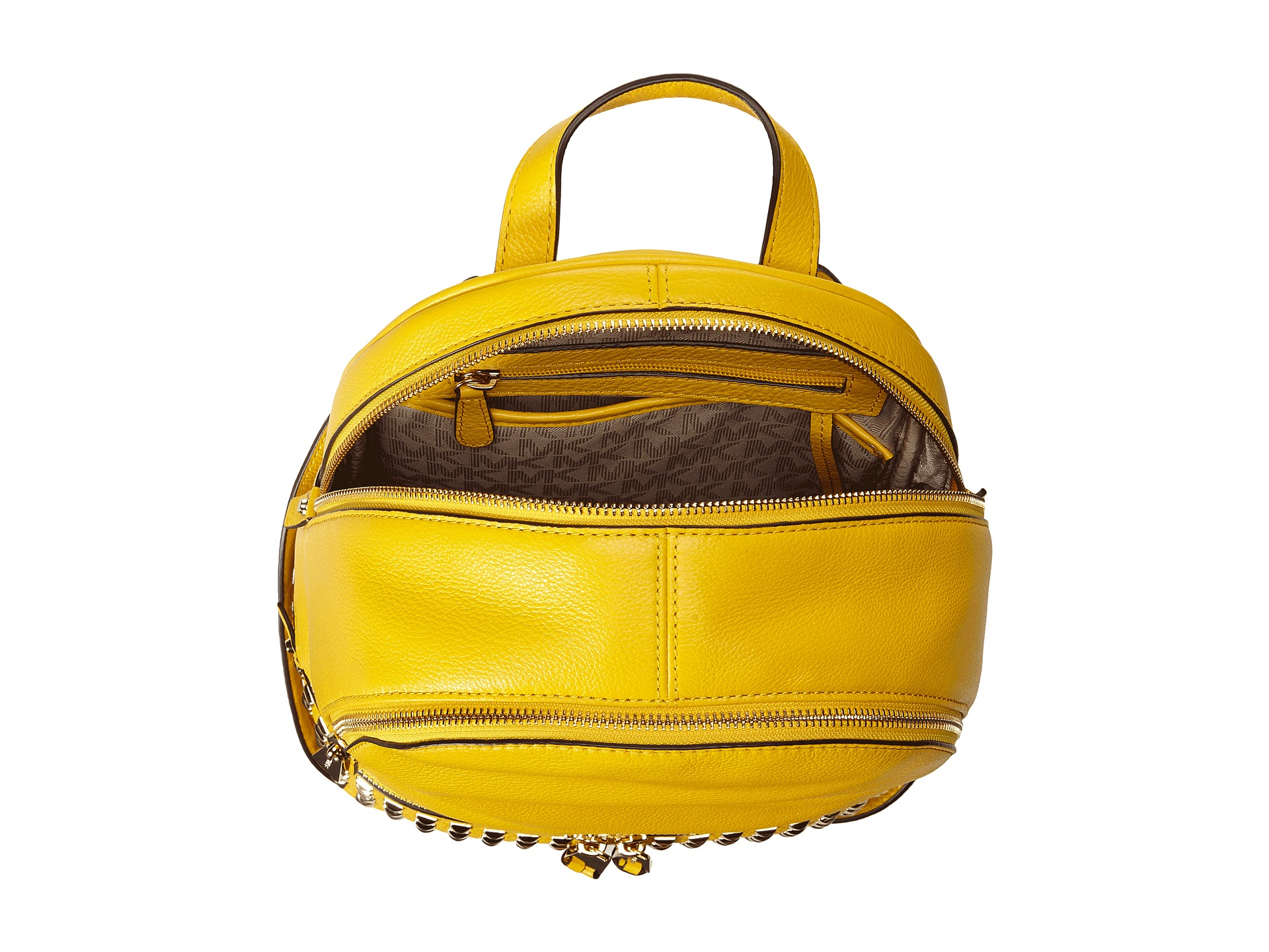 Lyst Michael Michael Kors Rhea Zip Small Studded Backpack in Yellow