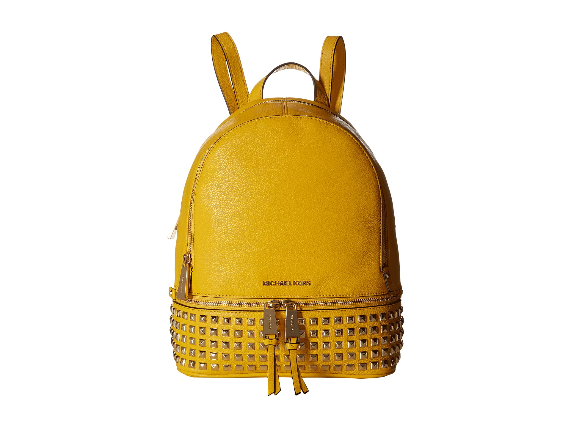 Lyst Michael Michael Kors Rhea Zip Small Studded Backpack in Yellow