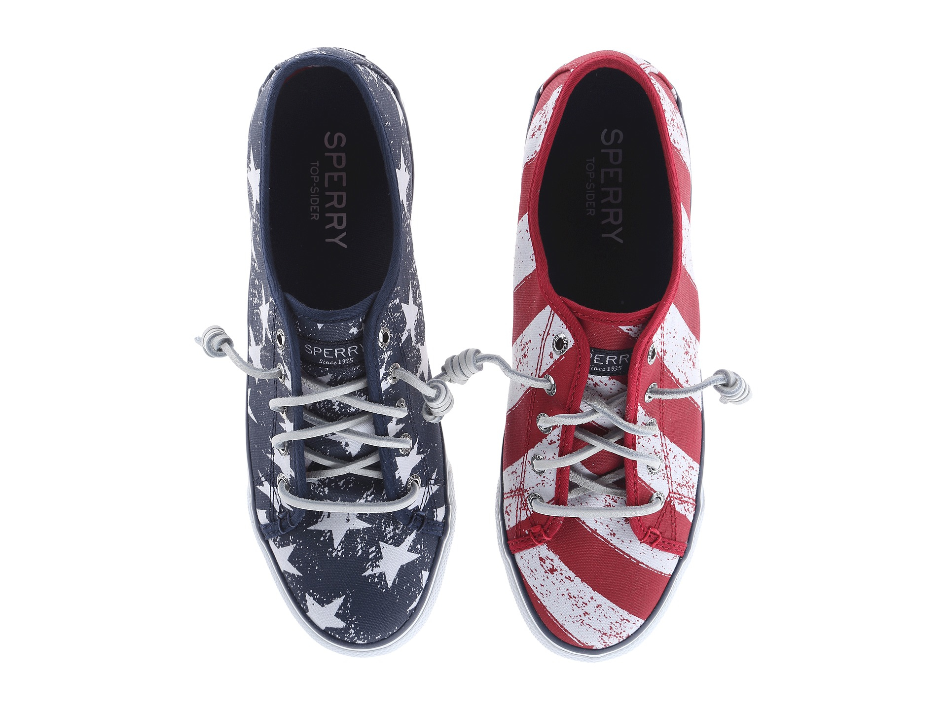 red white and blue sperrys