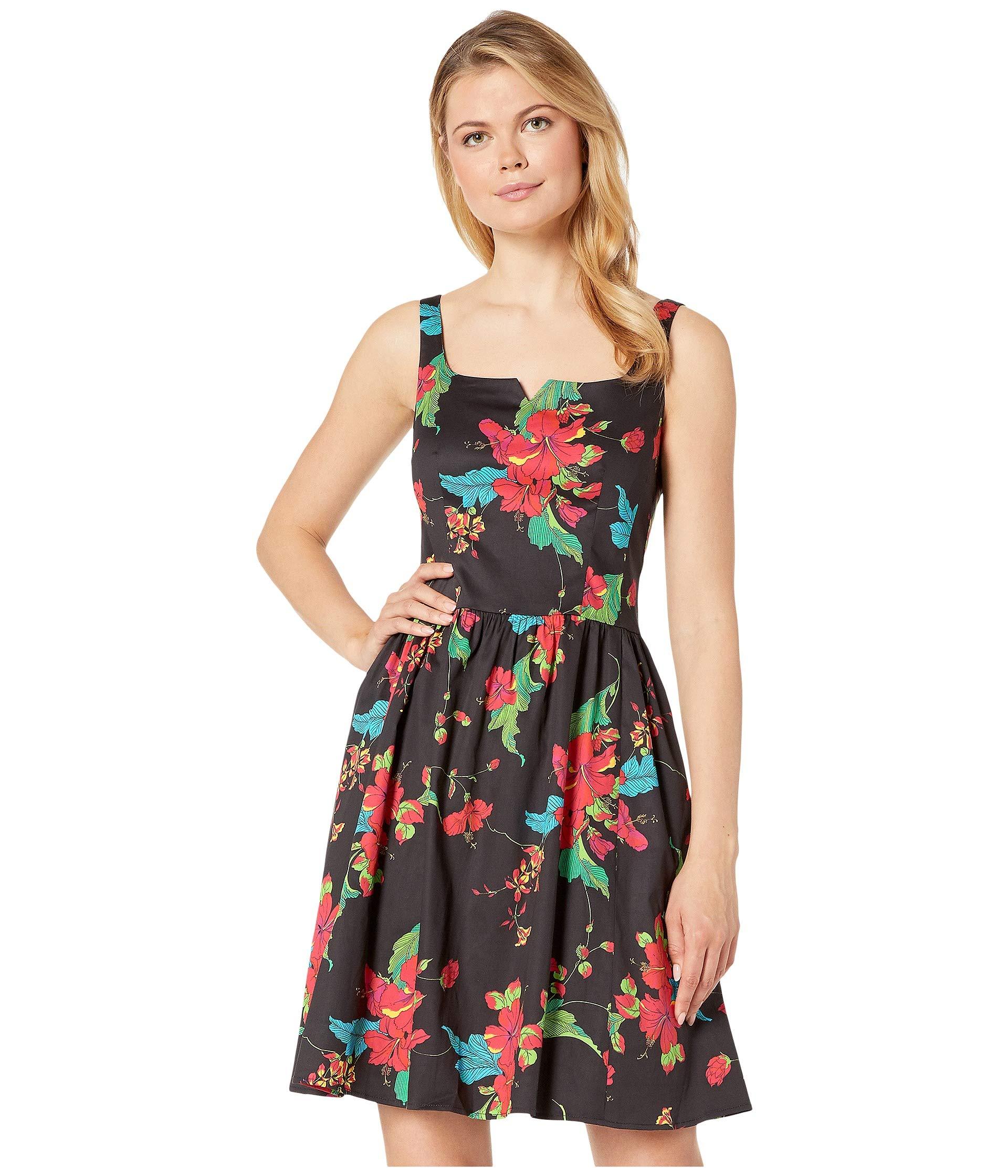 Nanette Lepore Cotton Floral Dress in Black - Lyst