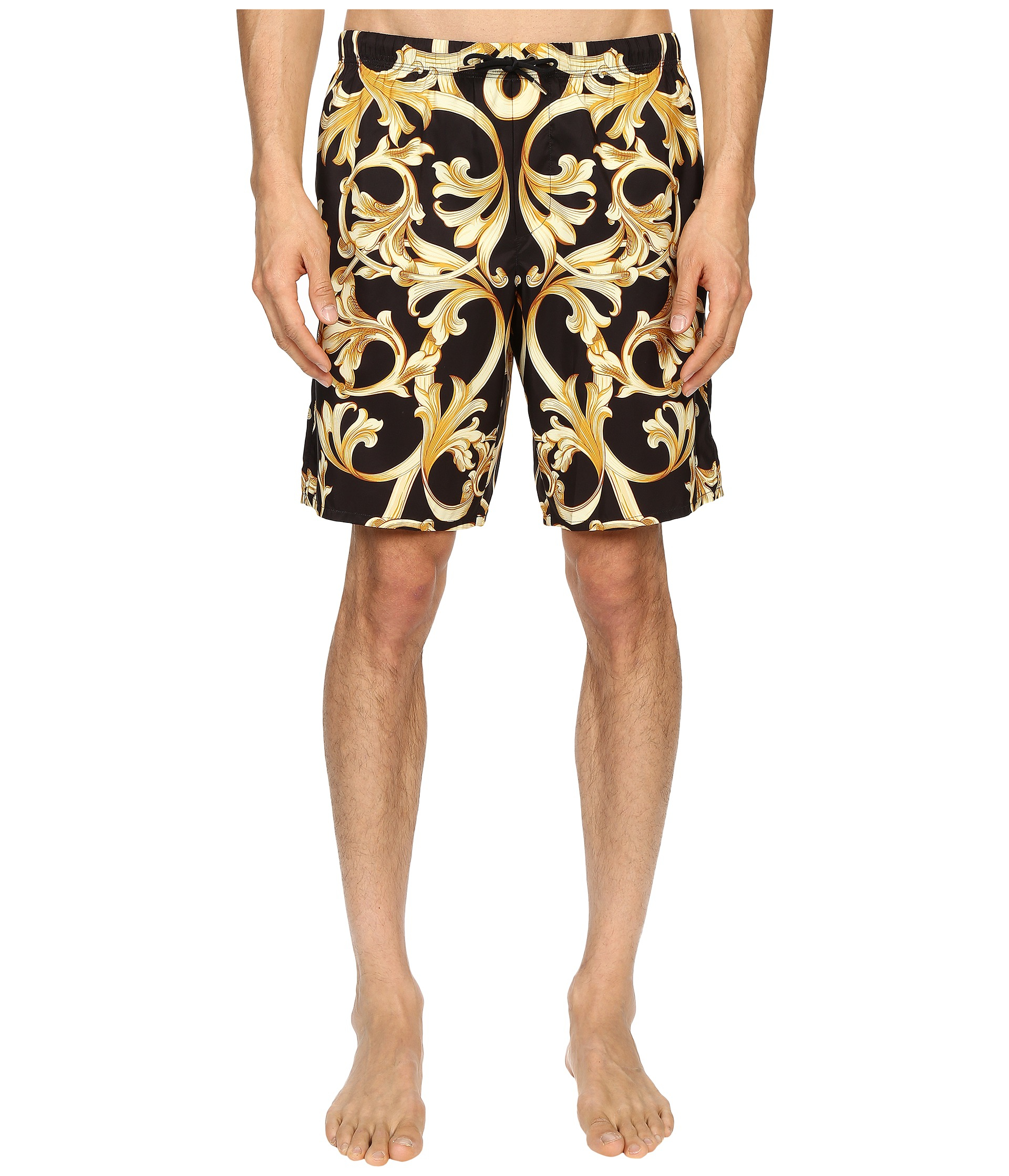 black and gold swim trunks