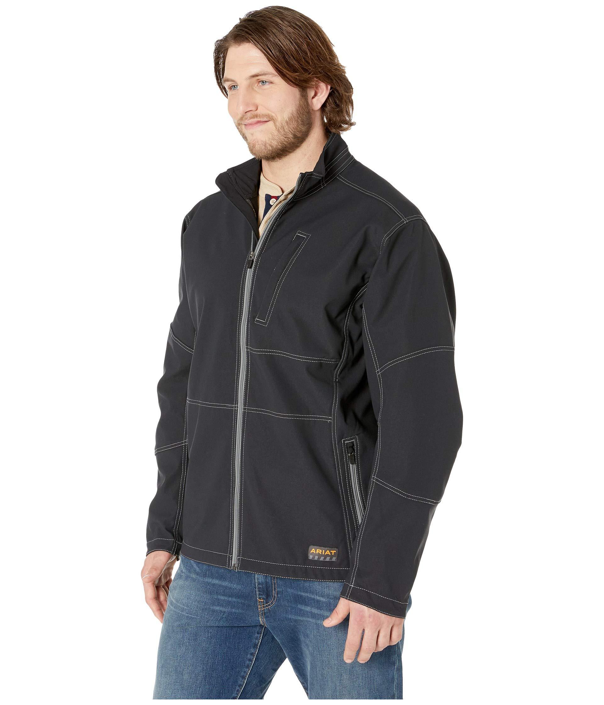 Ariat Big Tall Rebar Stretch Canvas Softshell Jacket in Black for Men