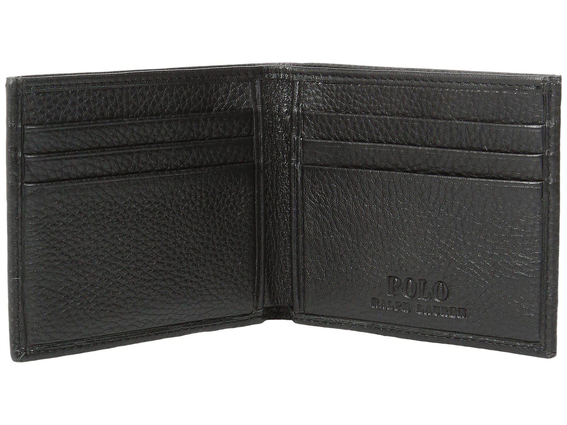 Polo Ralph Lauren Pebble Leather Billfold (black) Bill-fold Wallet for ...