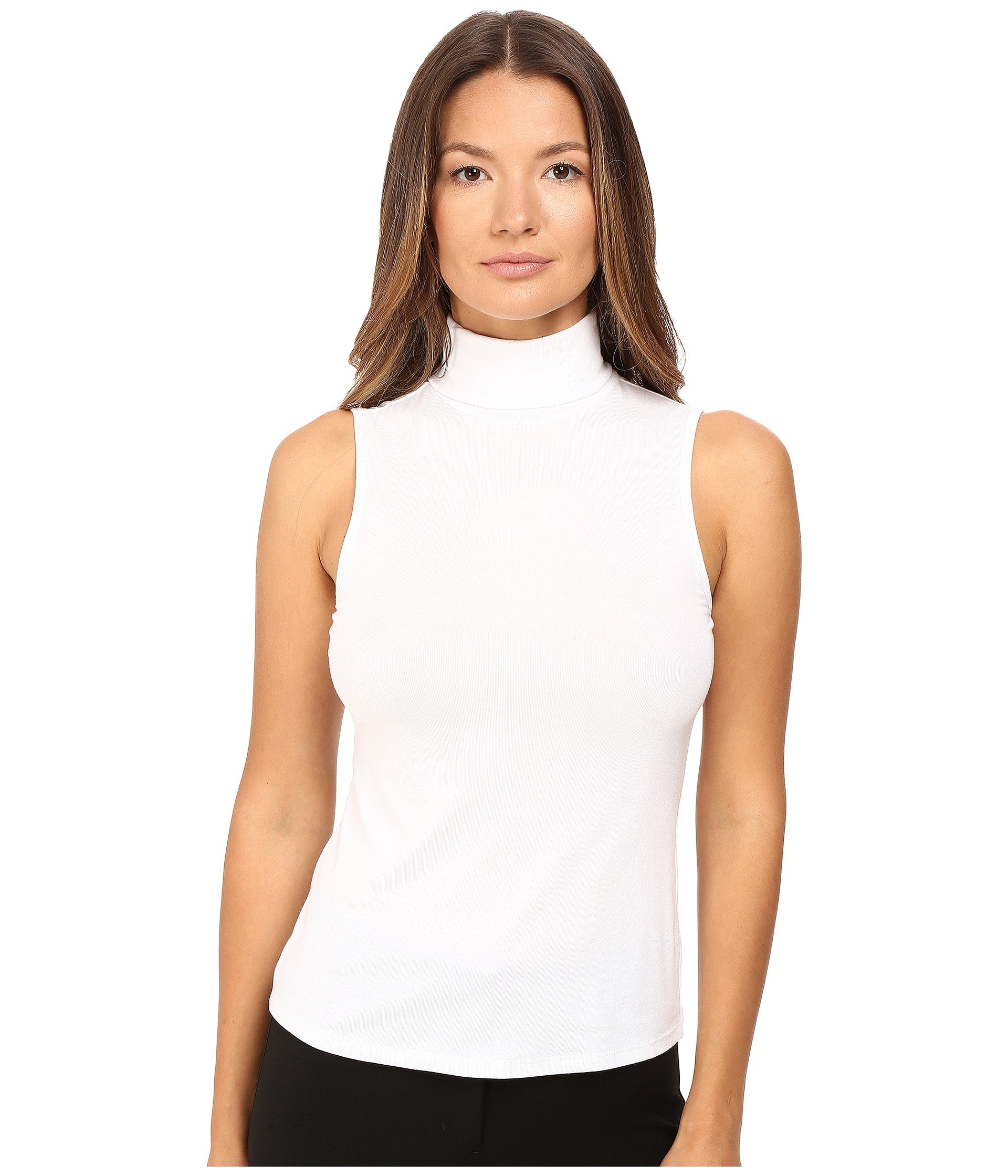 Theory Wendel Ribbed Viscose Sleeveless Turtleneck Top in White | Lyst