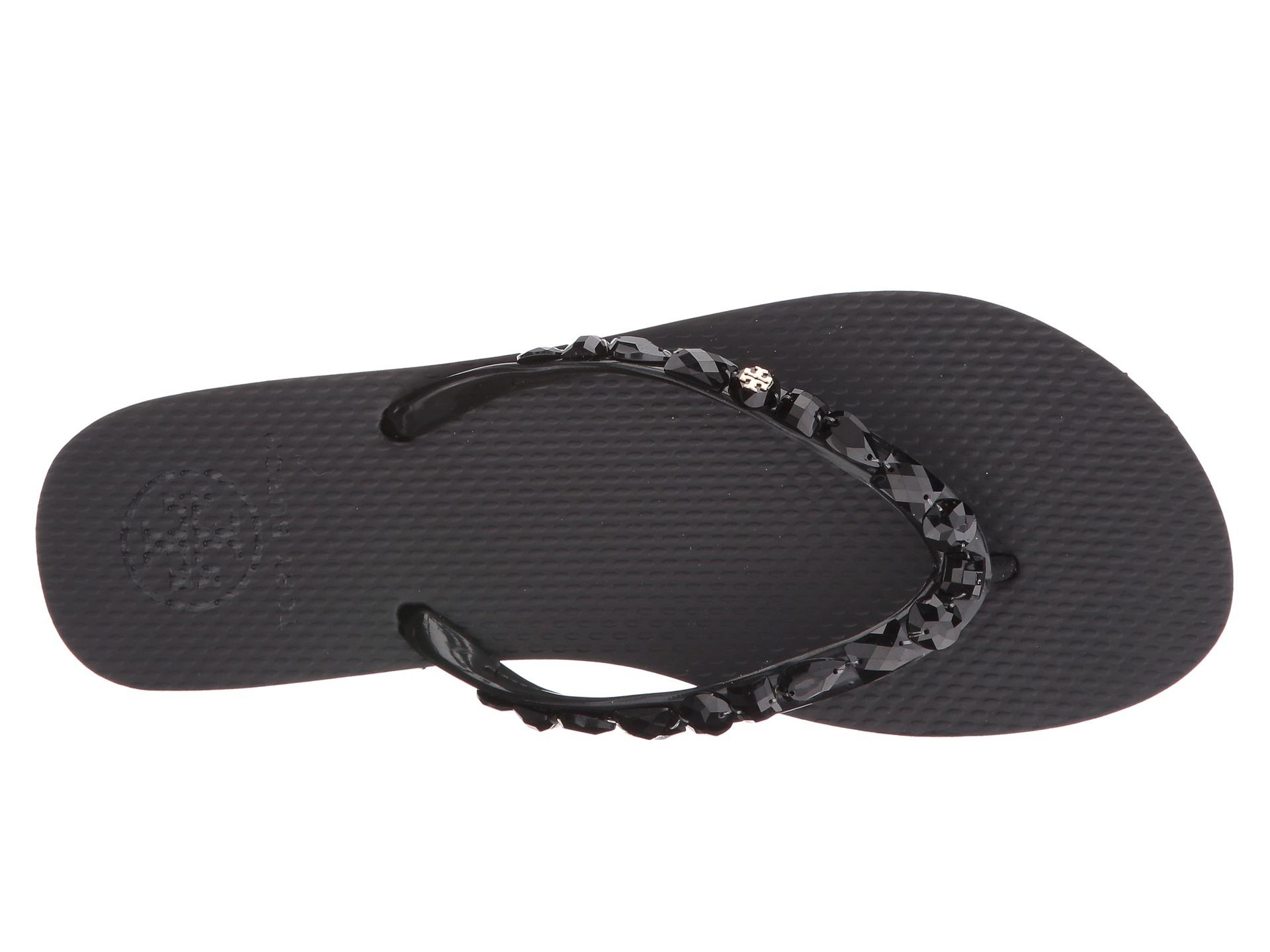 Tory Burch Rubber Jeweled Flip Flop in Black Lyst