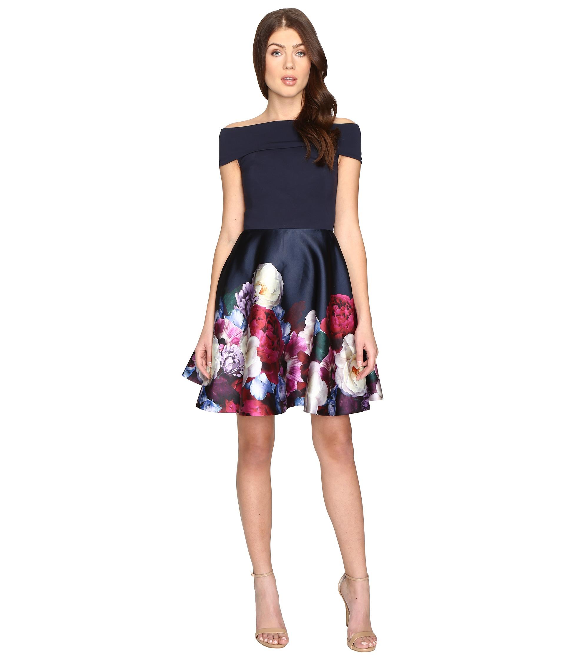 Ted baker Nersi Blushing Bouquet Bardot Dress in Blue - Save 42 ...