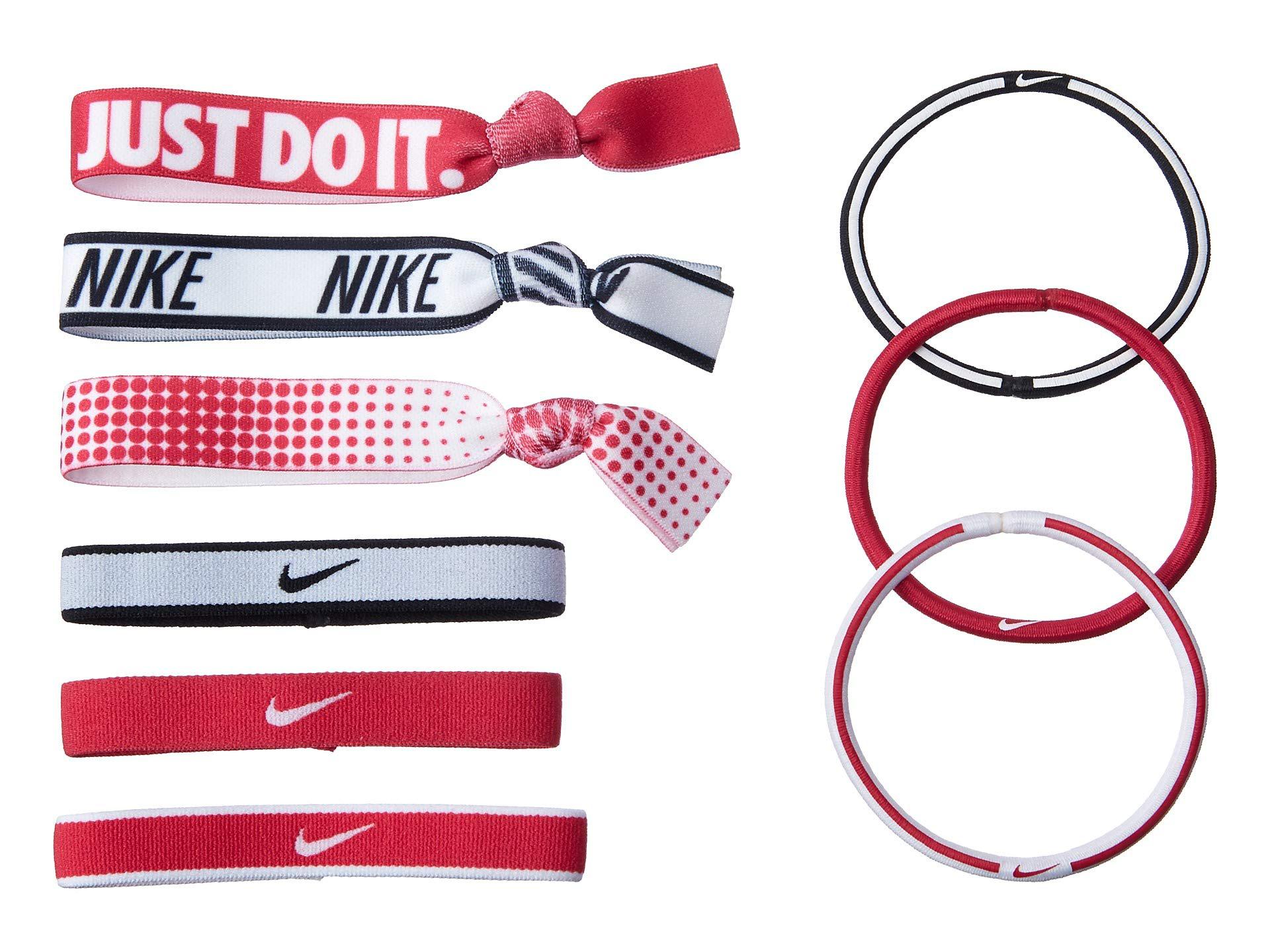 Nike Synthetic Mixed Ponytail Holder 9 Pack Rush Pink Black White