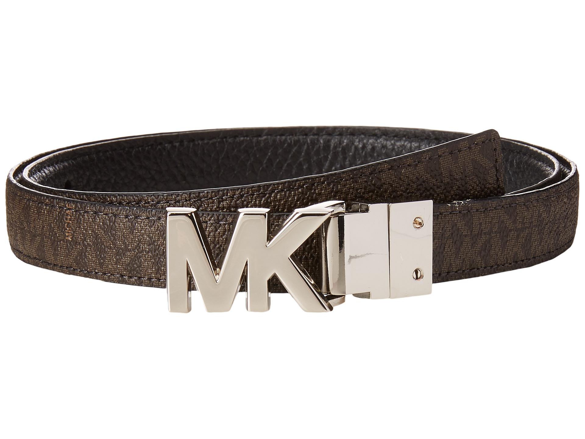 Lyst - Michael Michael Kors 20mm Reversible Pebble To Logo Belt On Mk ...