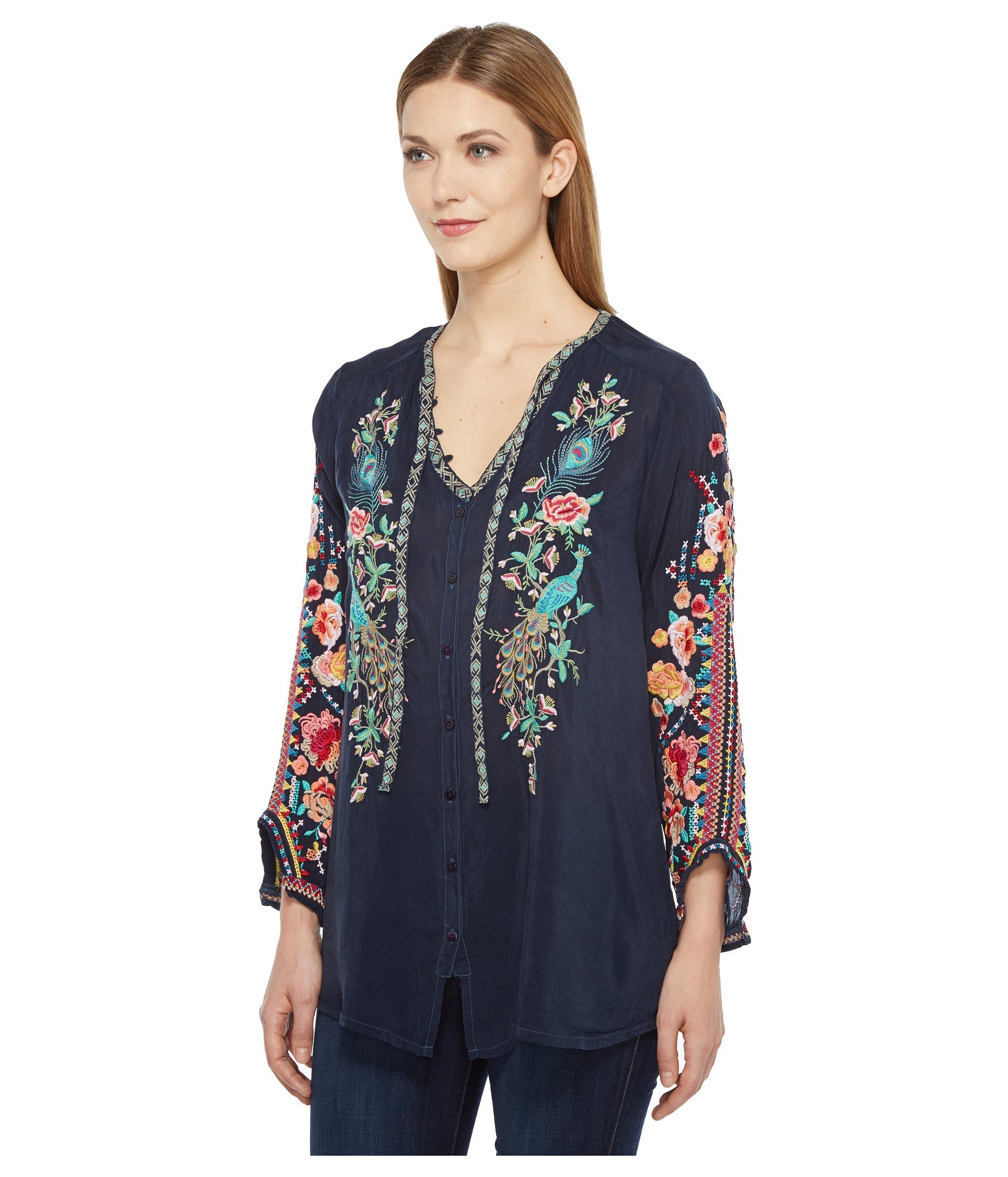 Johnny Was Peacock Sable Blouse in Blue | Lyst