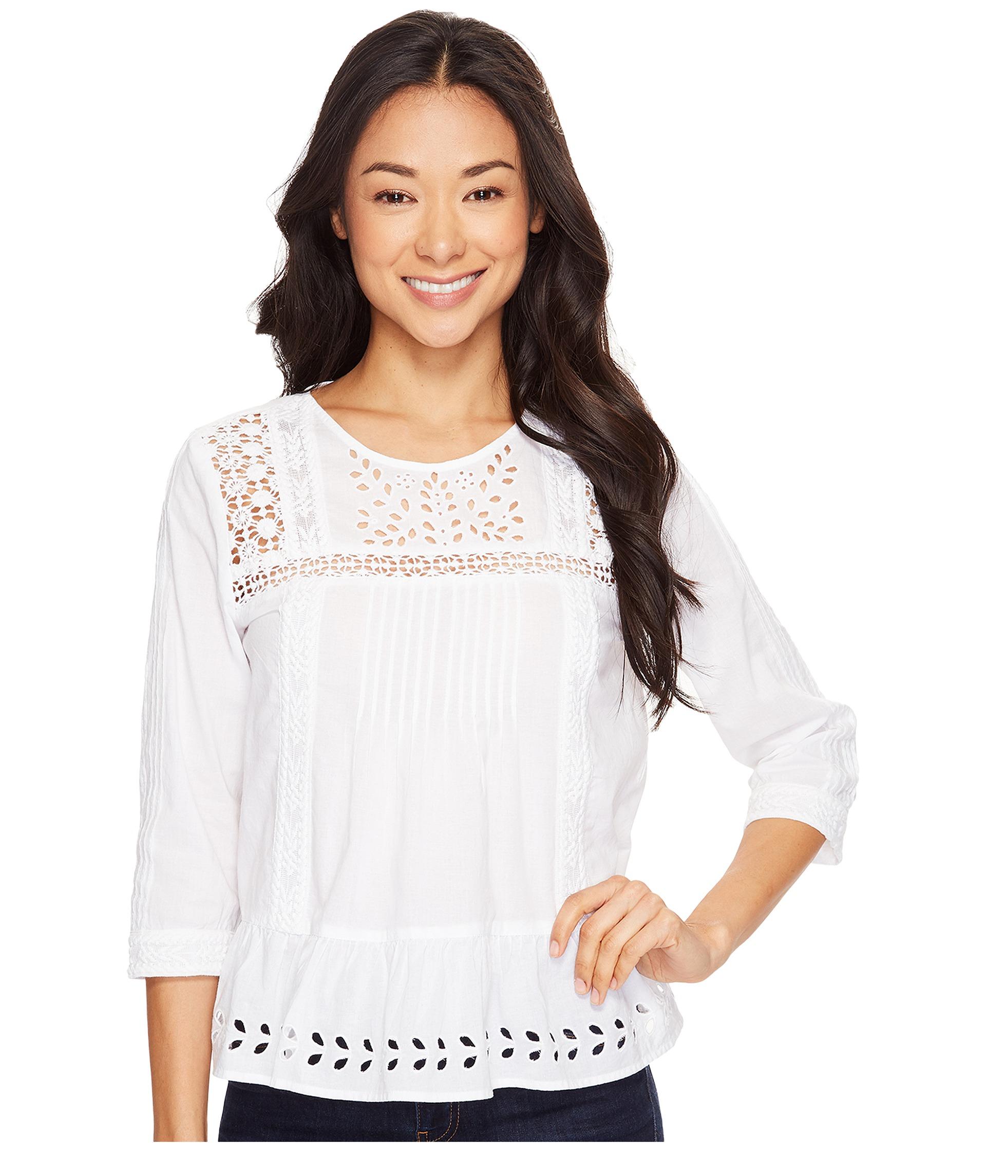 lucky brand eyelet peasant top