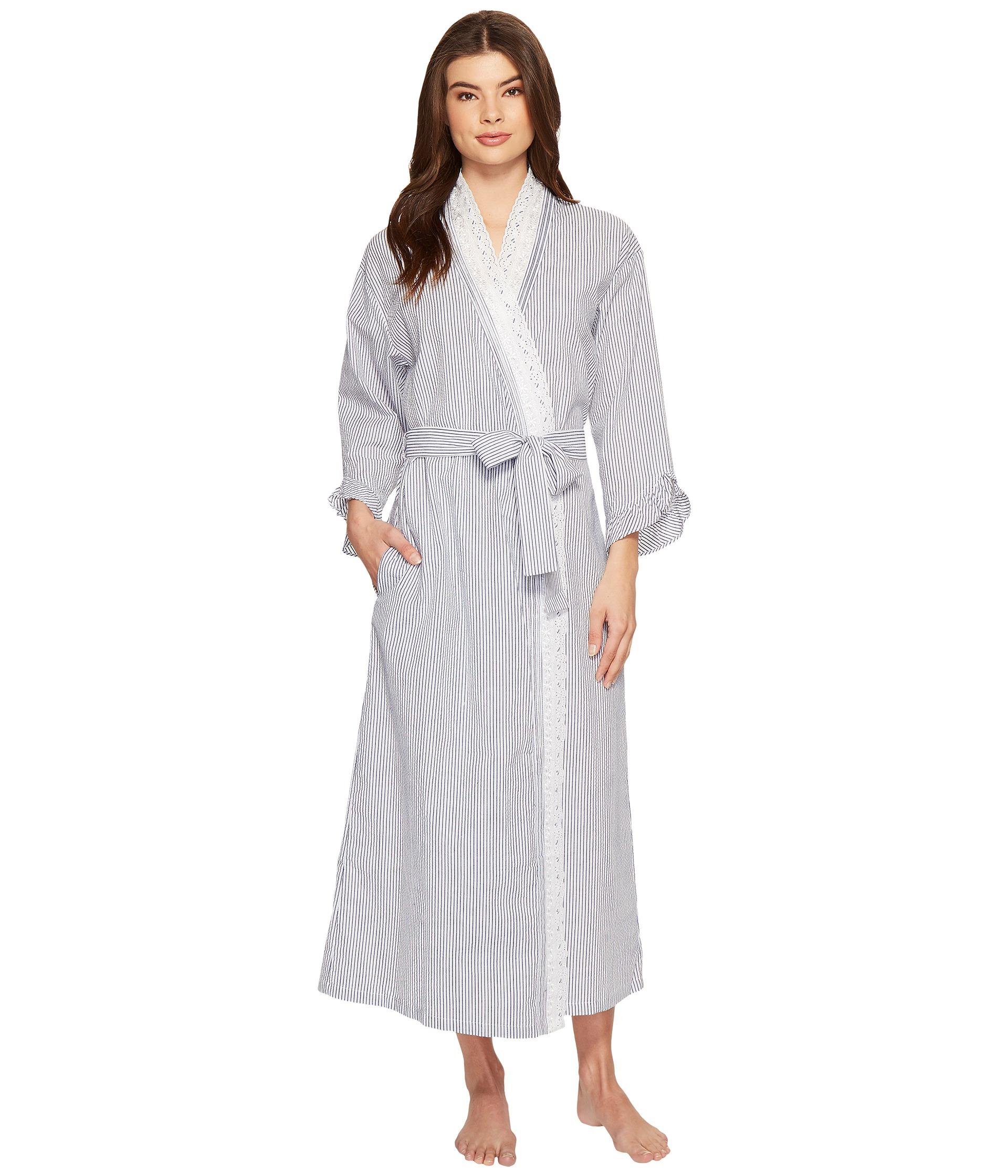 Eileen West Satin & Lace Long Wrap Robe
