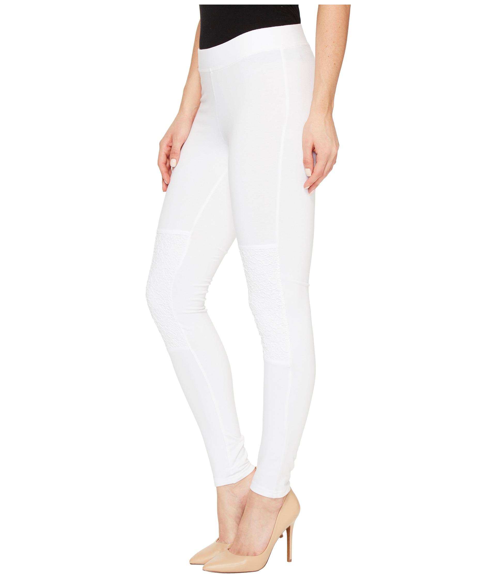 Hue Lace Knee Cotton Leggings in White - Lyst