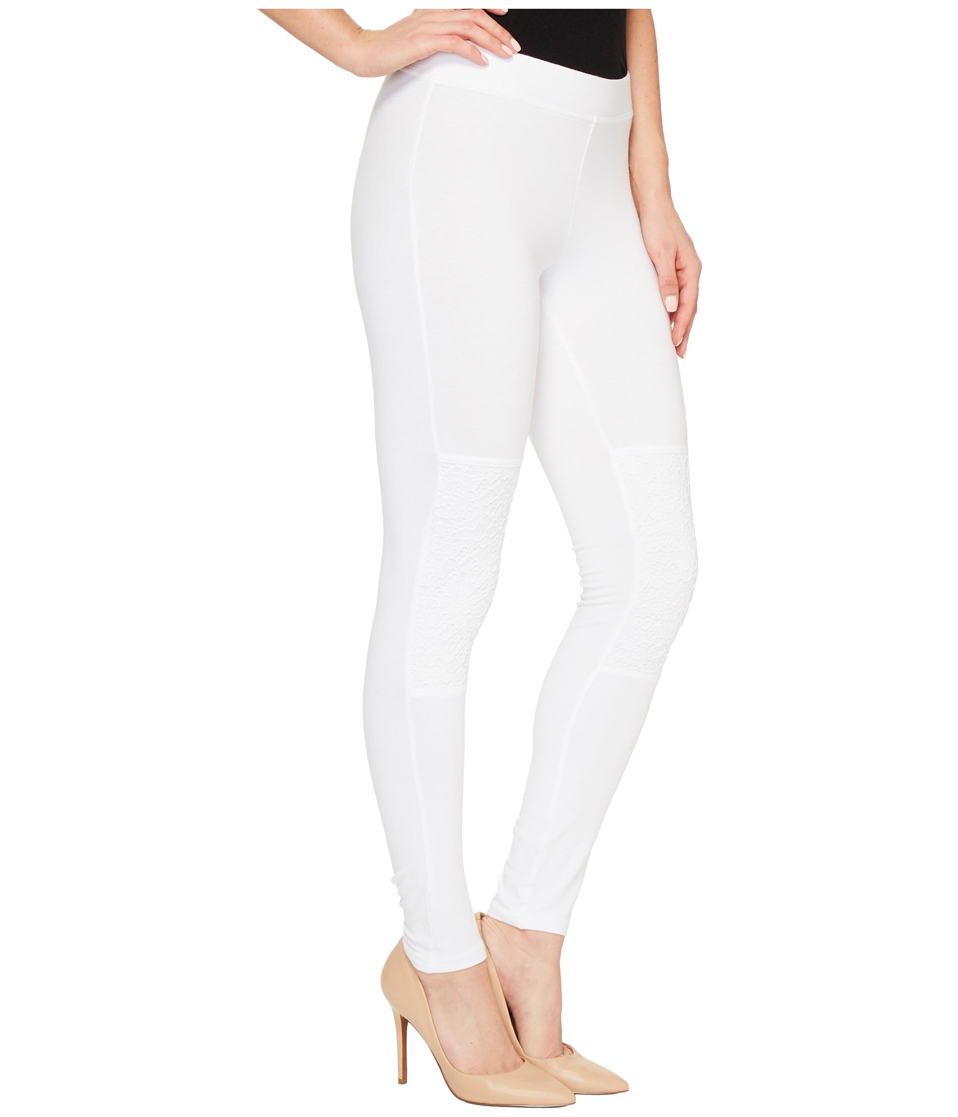 Hue Lace Knee Cotton Leggings in White - Lyst