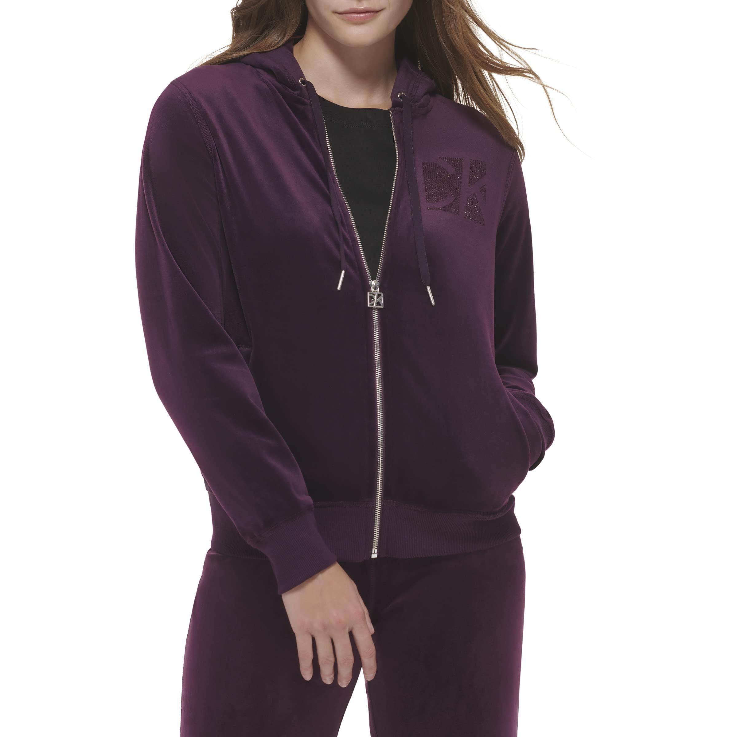 Calvin Klein Hoodie With Rhinestone Logo in Purple | Lyst