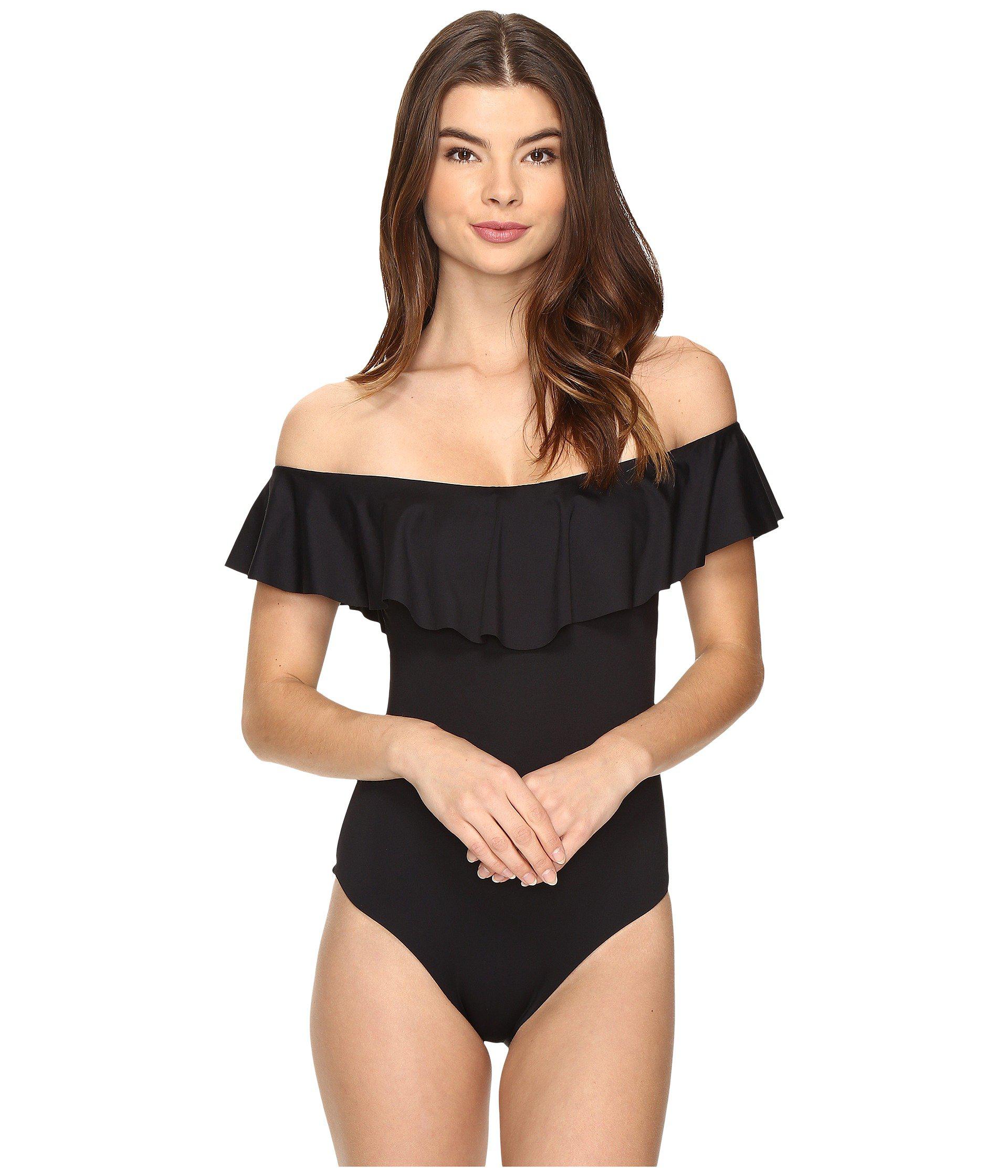 black off the shoulder one piece