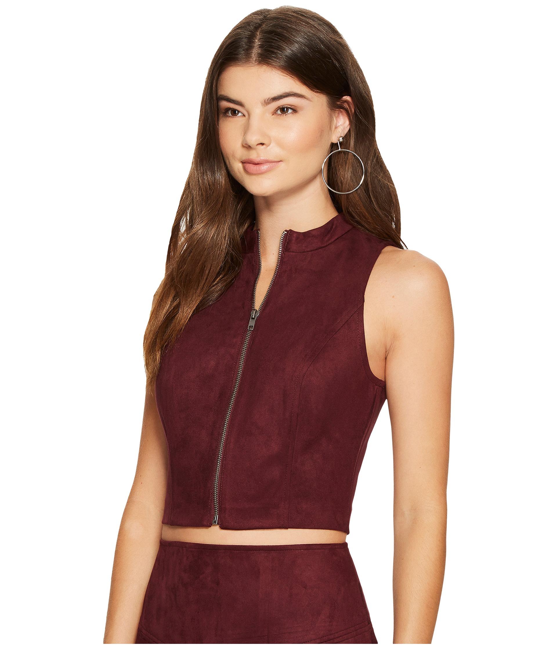 Jack BB Dakota Dwyer Faux Suede Scuba Zip Top - Lyst