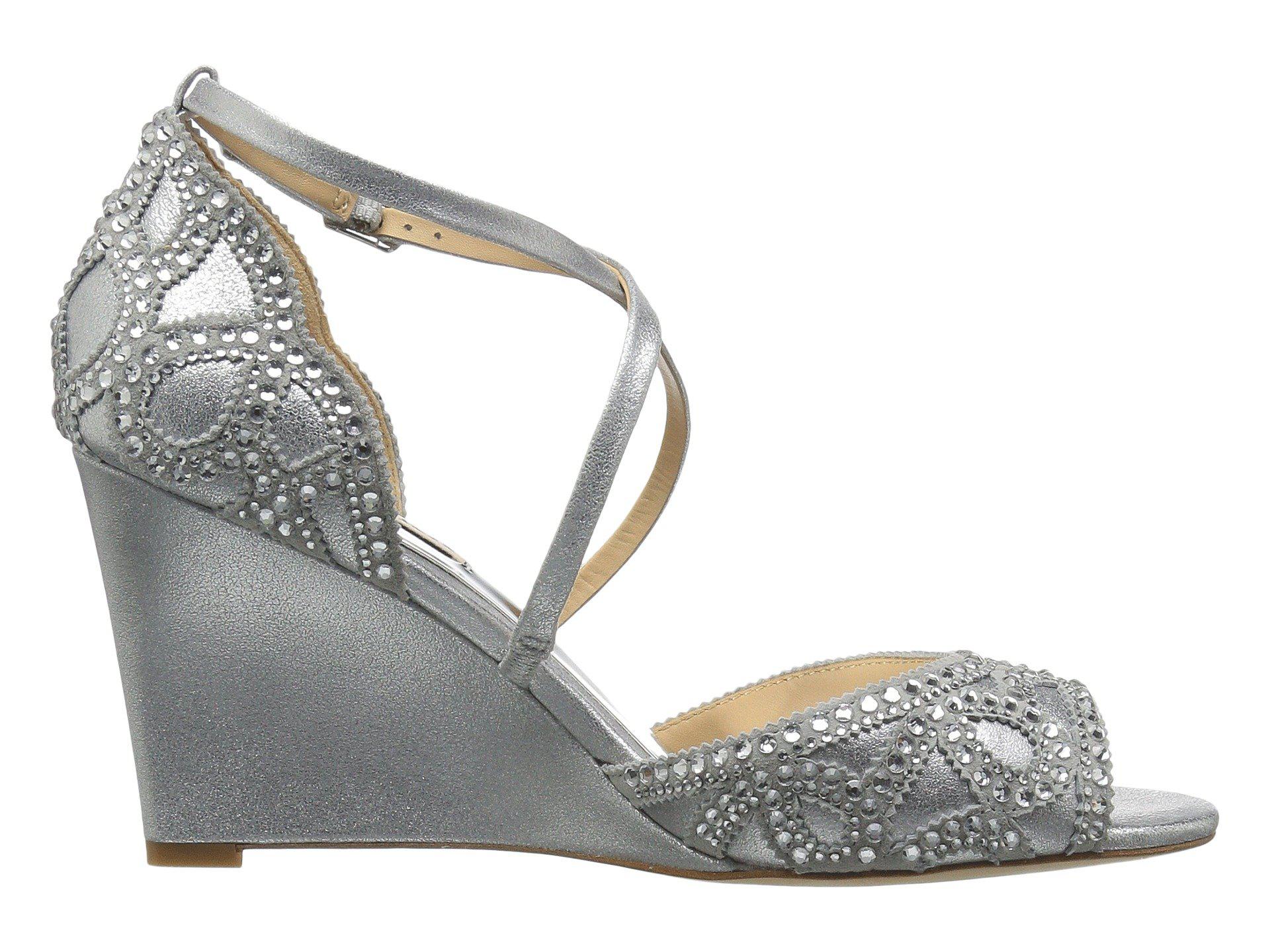 badgley mischka winter strappy wedge pump