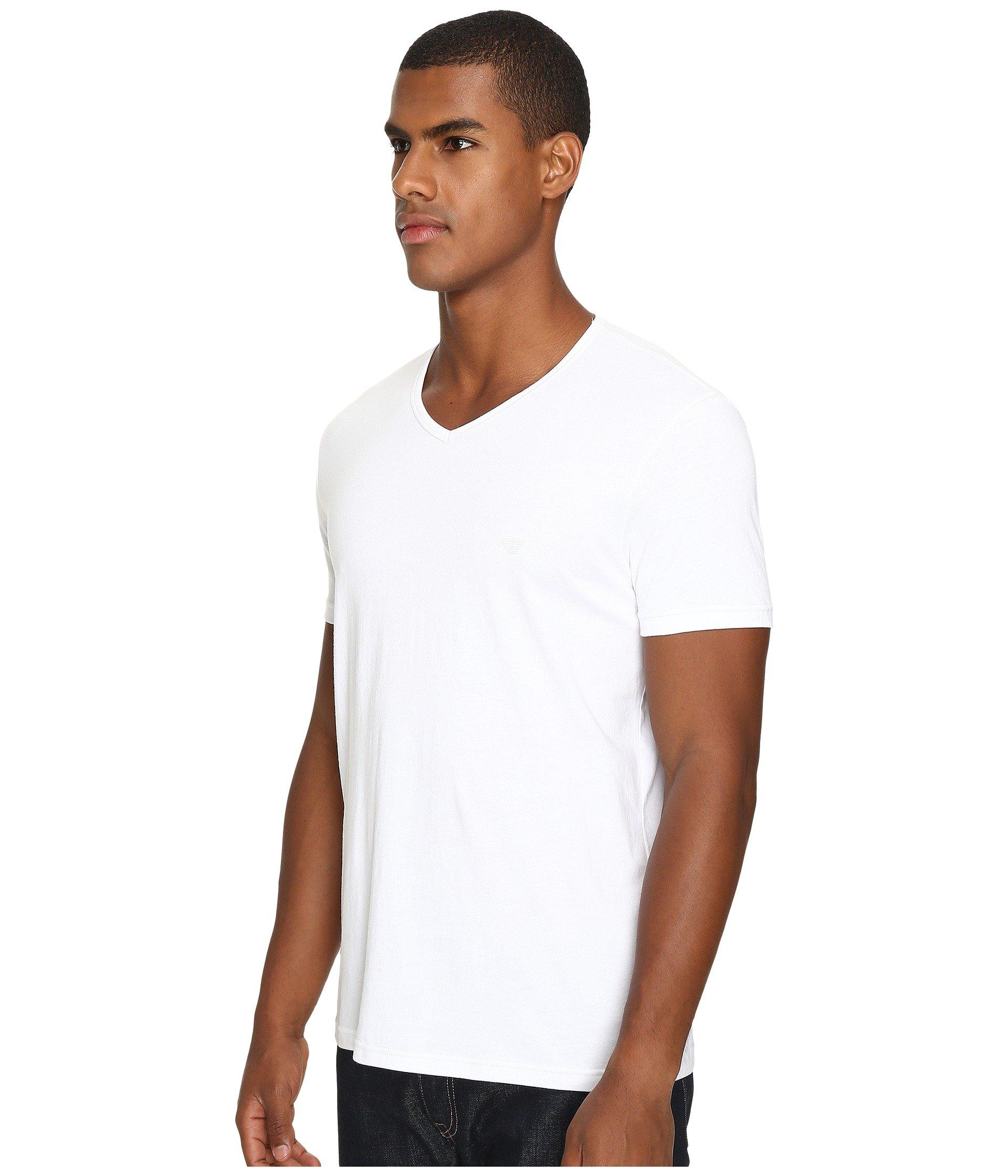 Emporio Armani Cotton 3-pack V-neck T-shirt in White for Men - Lyst