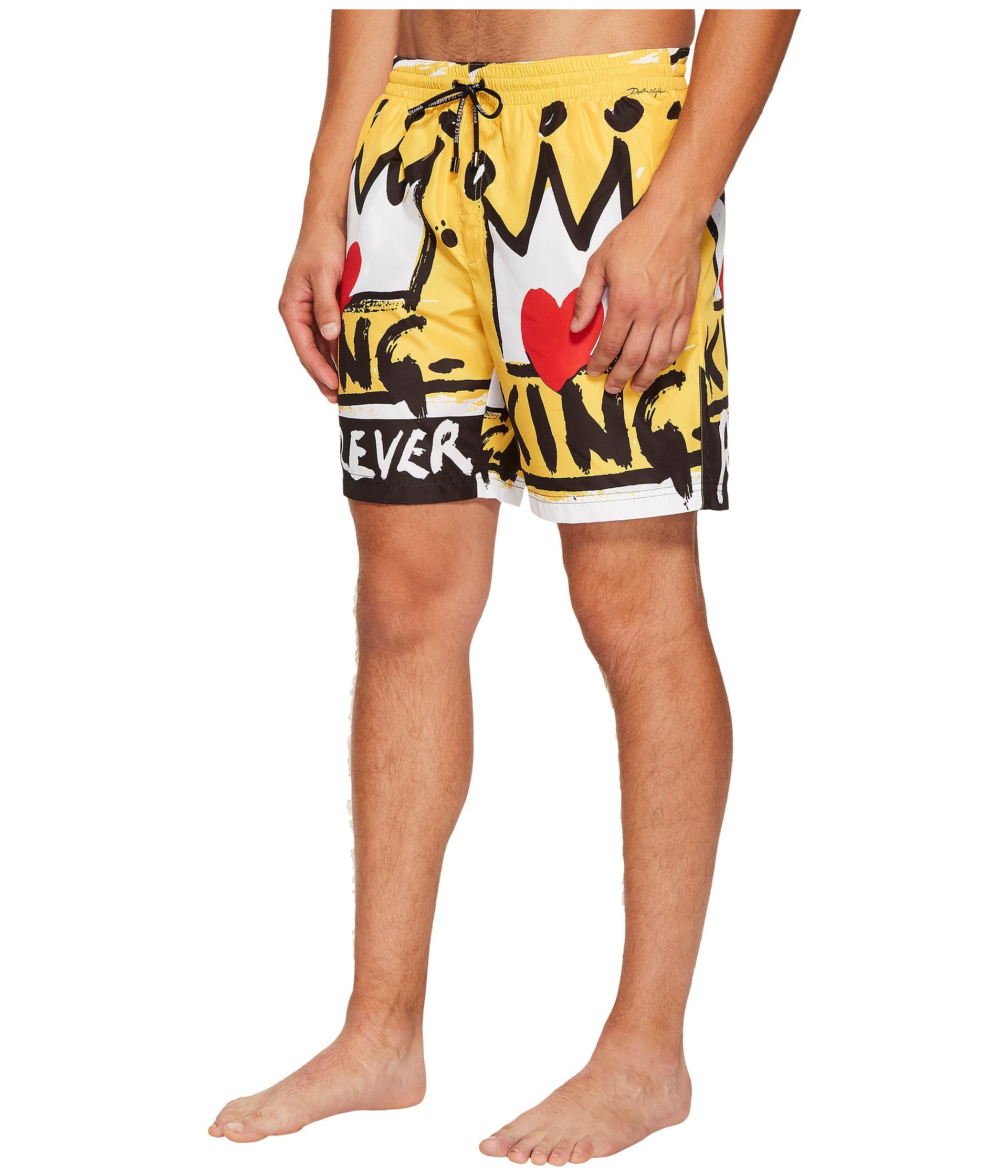 behuizing Korst klem Dolce & Gabbana Royal Swim Trunk in Yellow for Men | Lyst