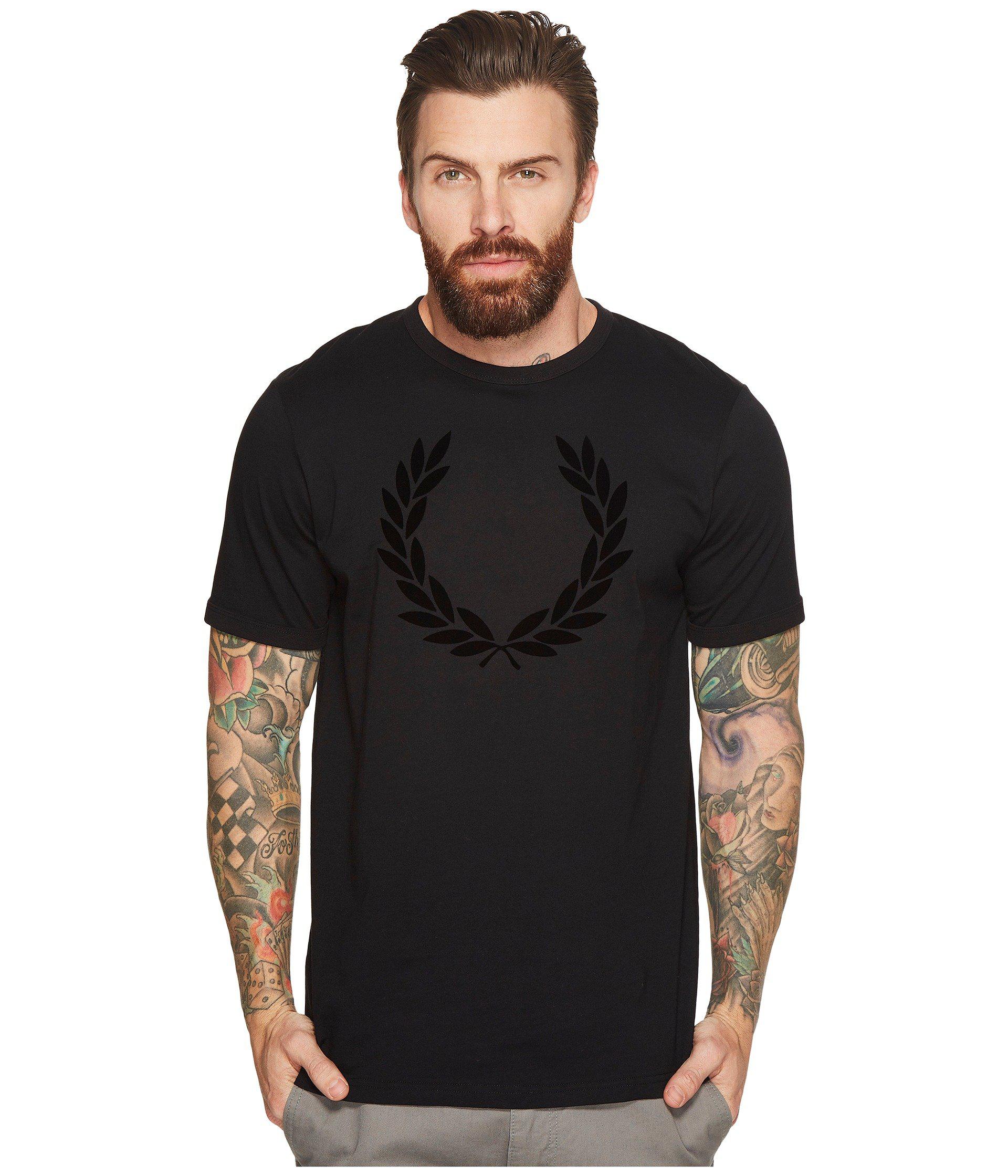 Fred Perry Cotton Textured Laurel Wreath T-shirt in Black for Men - Lyst