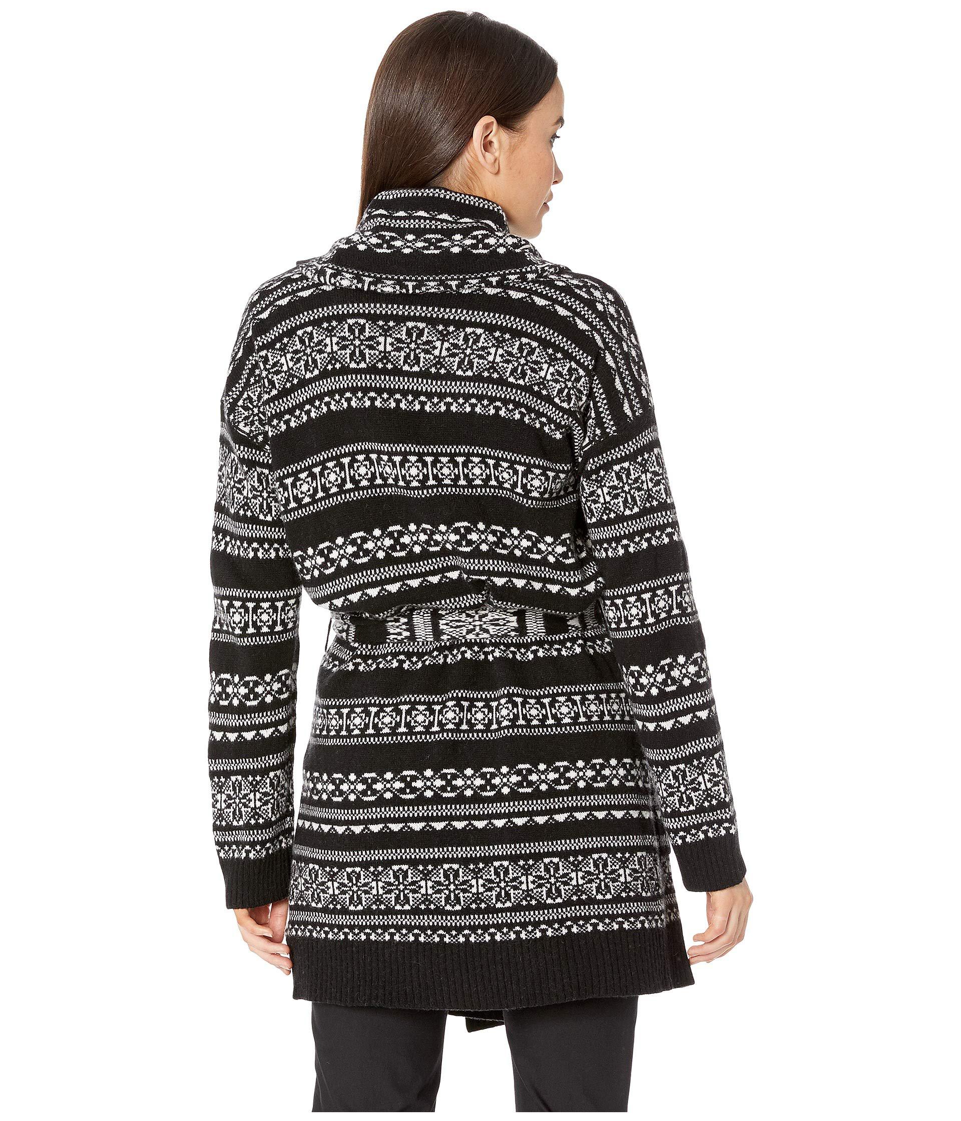Lauren by Ralph Lauren Wool-blend Belted Cardigan (polo Black/mascarpone Cream Multi) Sweater - Lyst