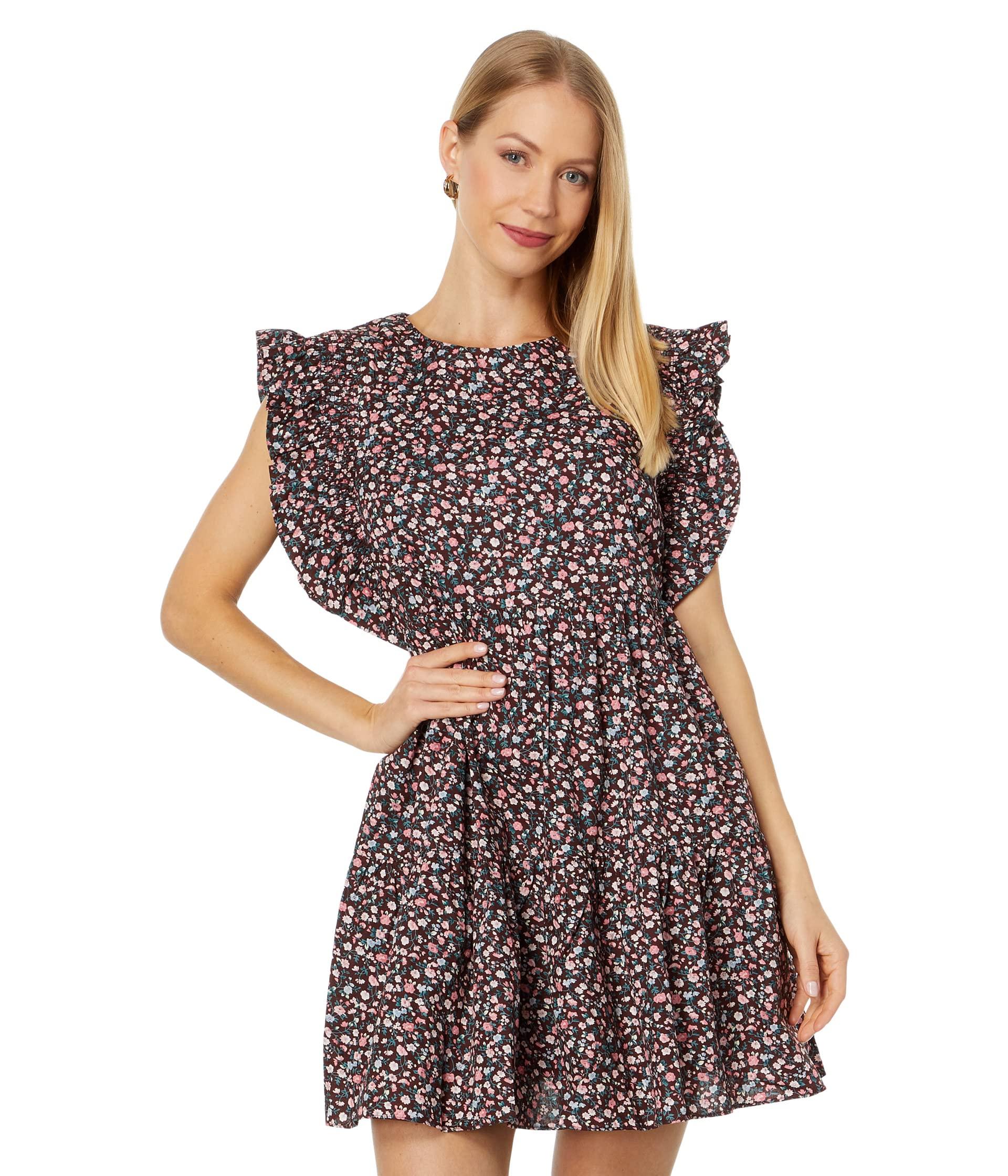 English Factory Floral Babydoll Mini Dress in Brown Lyst