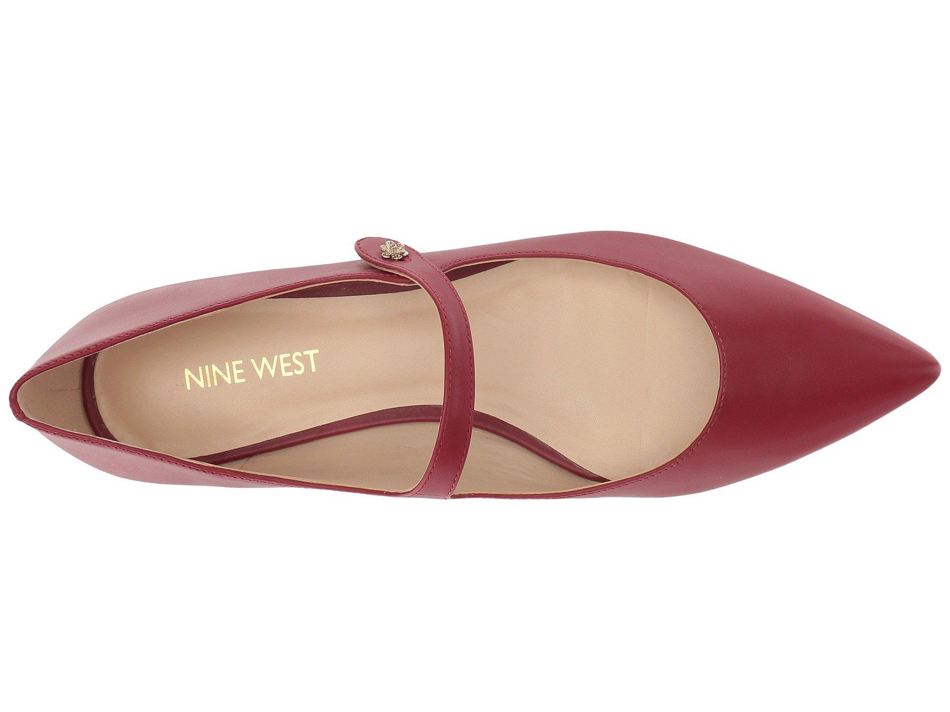 Nine West Ashby Mary Jane Flat in Red Leather (Red) - Lyst