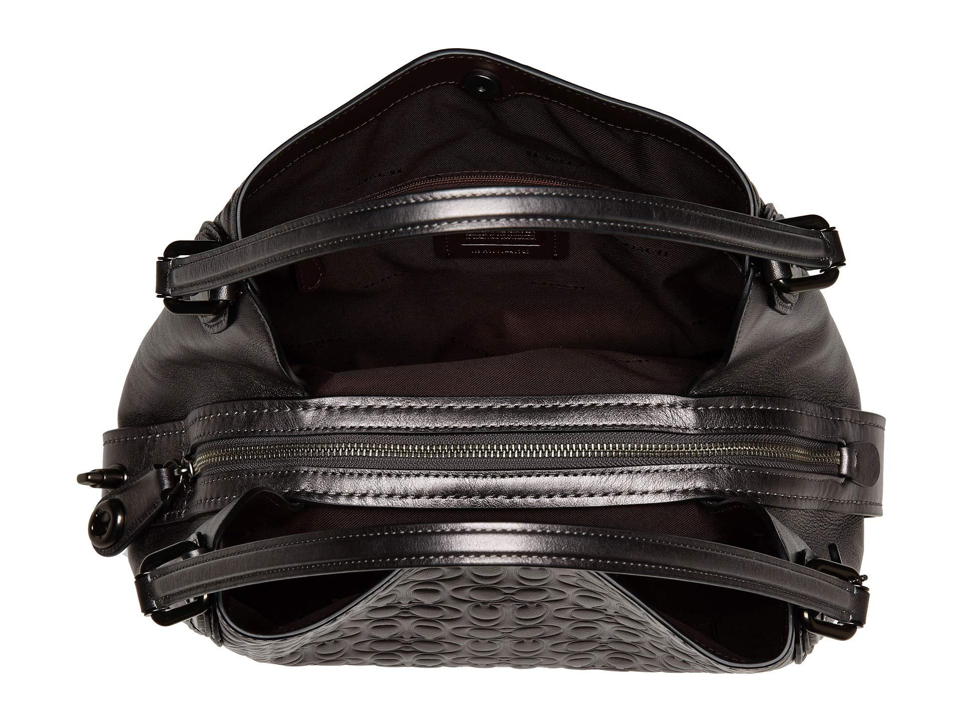 edie 31 signature embossed leather shoulder bag