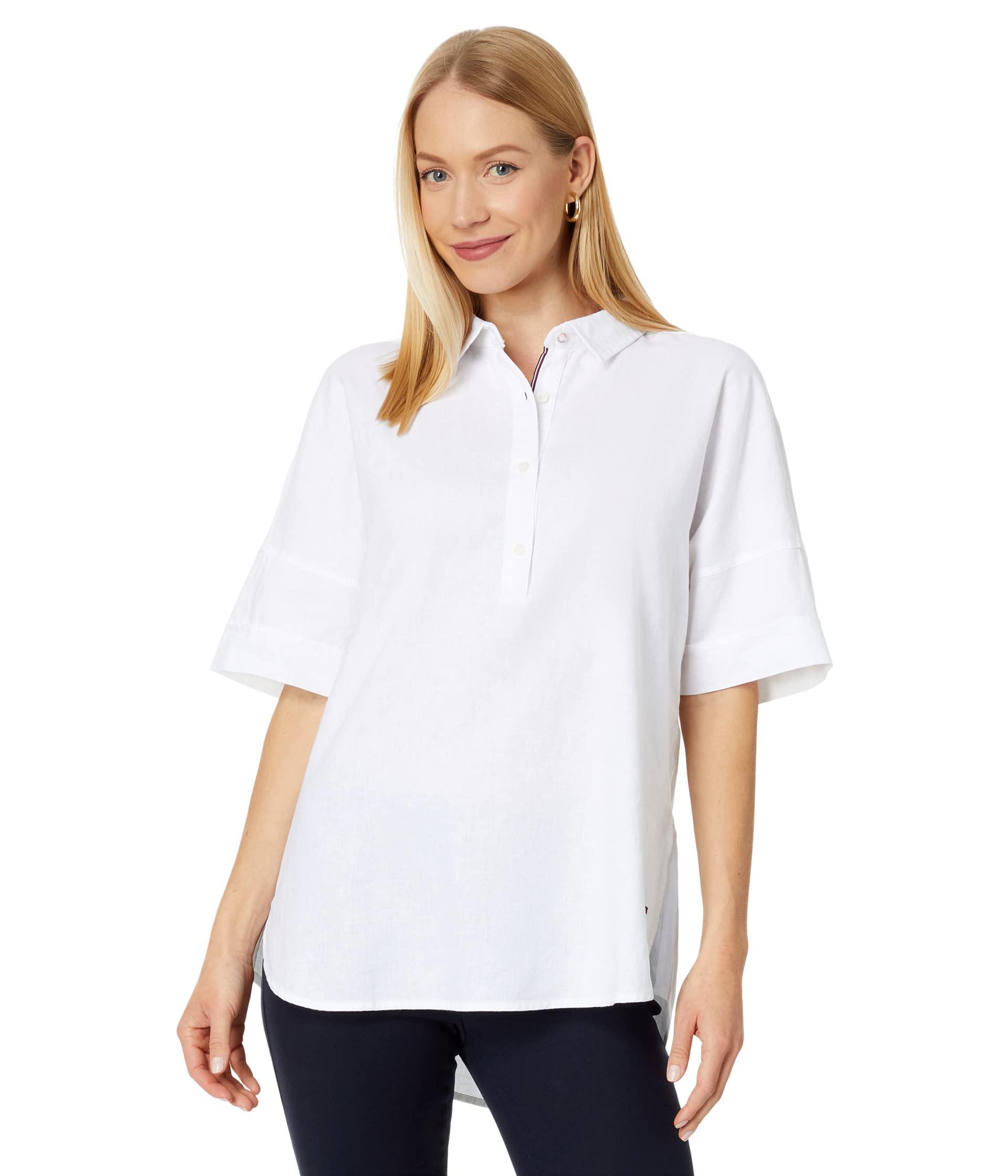 Tommy Hilfiger Short Sleeve Linen Shirt in White | Lyst