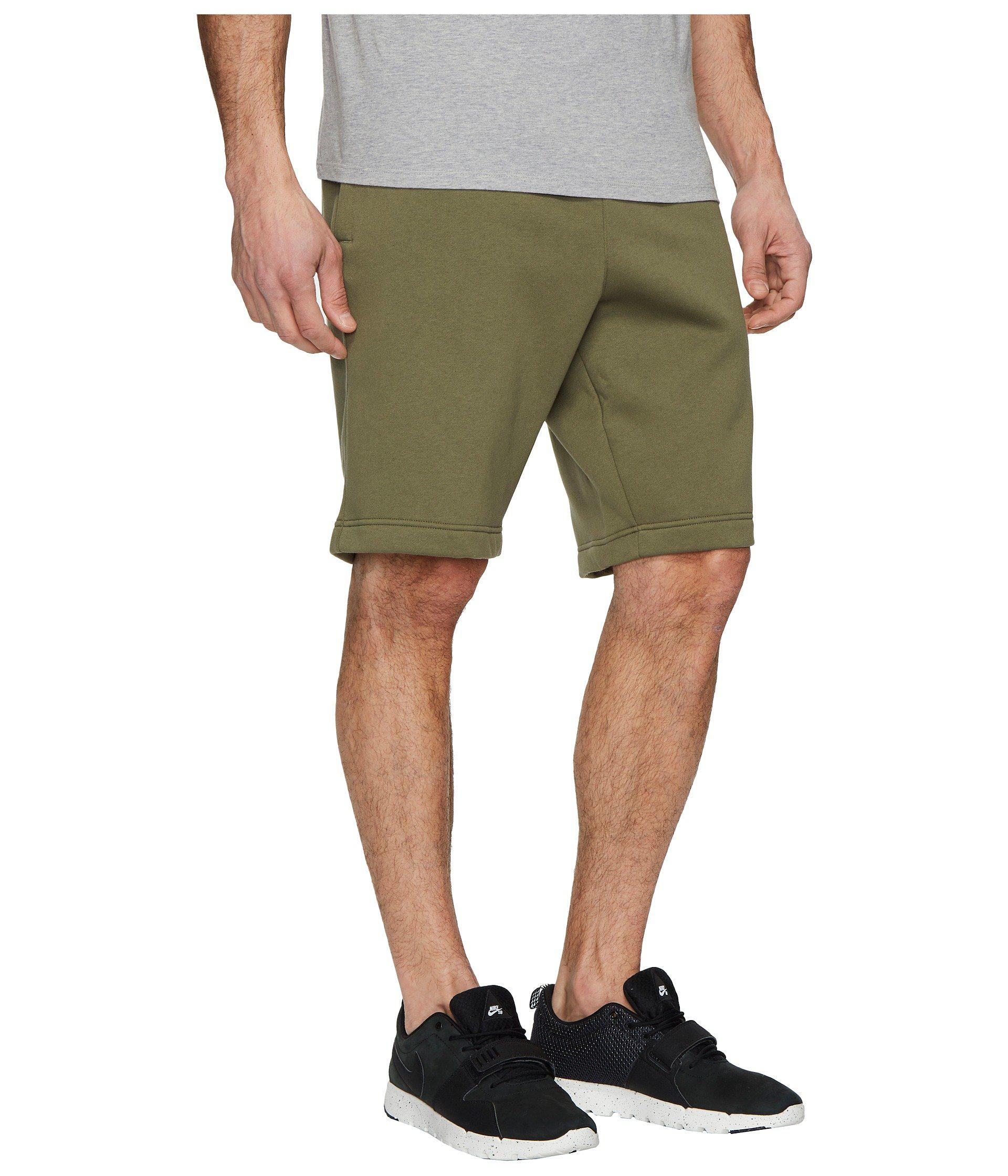 green nike fleece shorts
